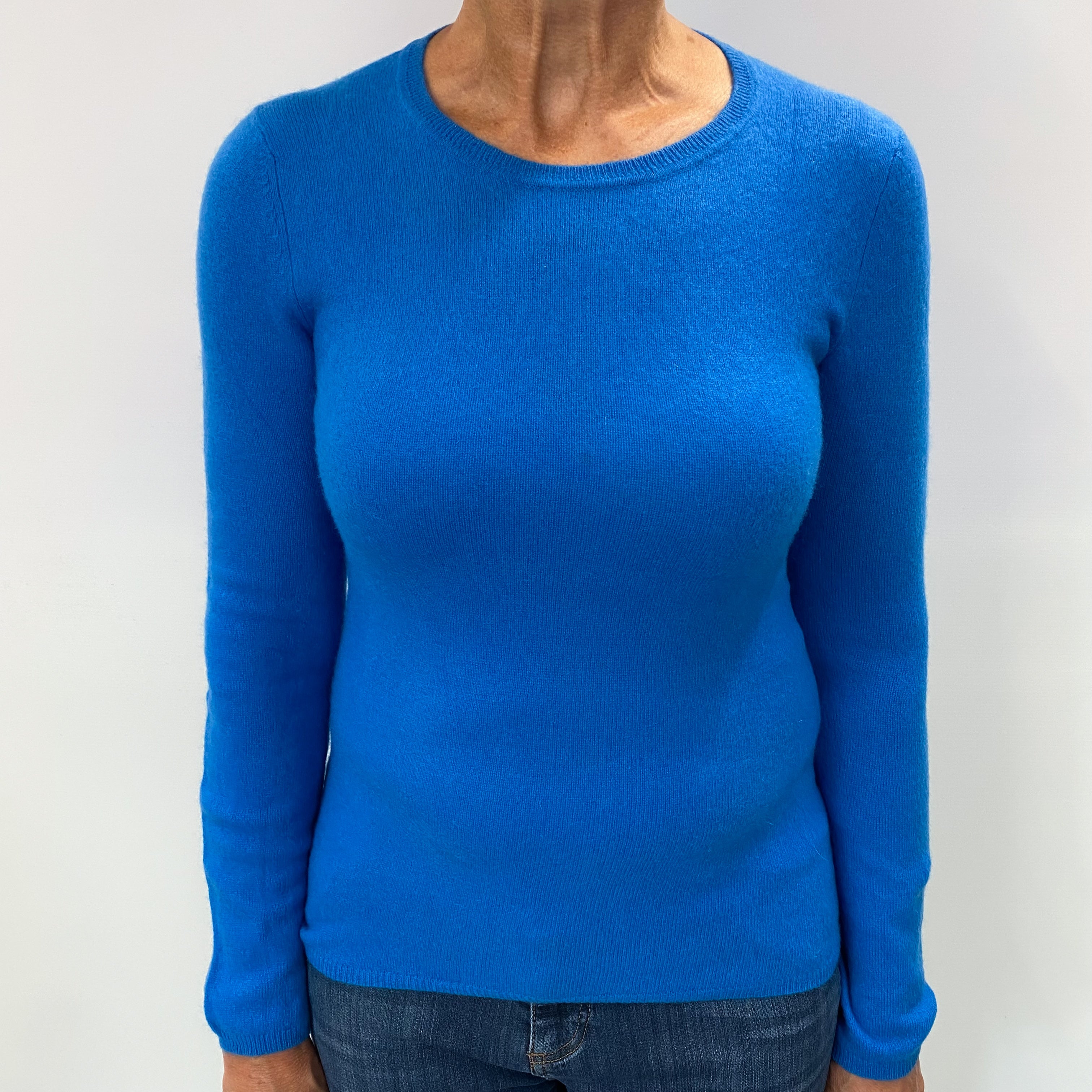 Ocean Blue Cashmere Crew Neck Jumper Medium