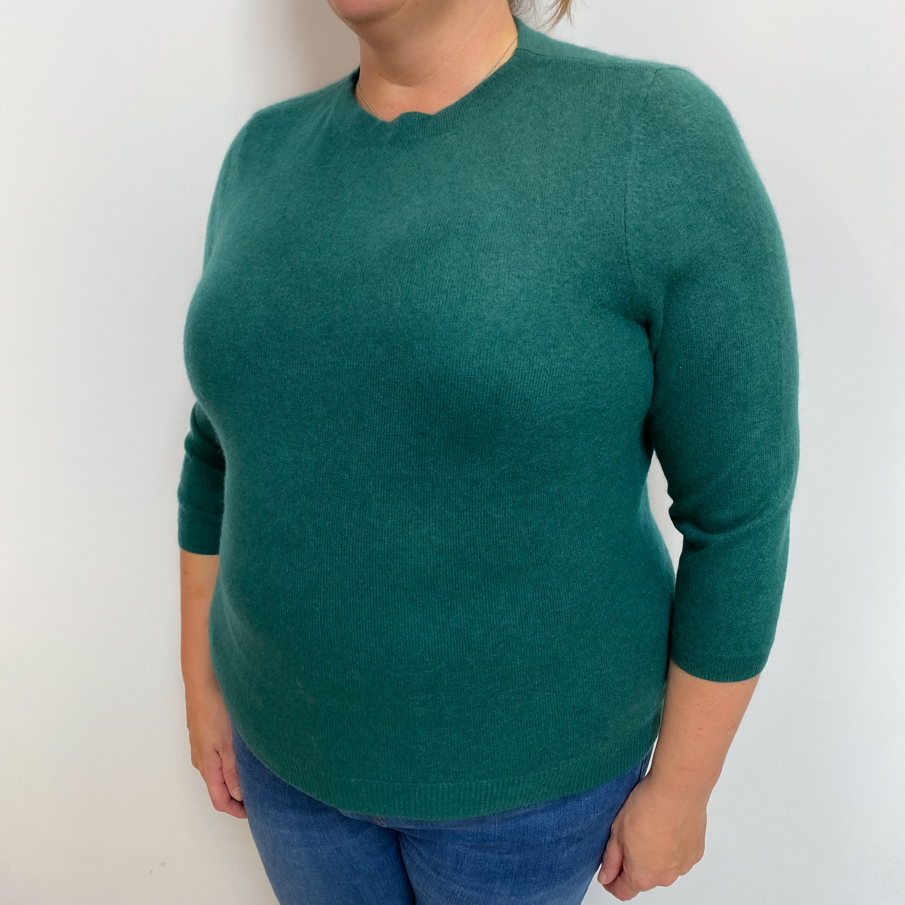 Lincoln Green Cashmere Crew Neck Jumper Extra Large