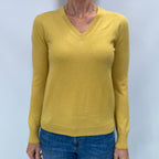 Sunflower Yellow Cashmere V Neck Jumper Small