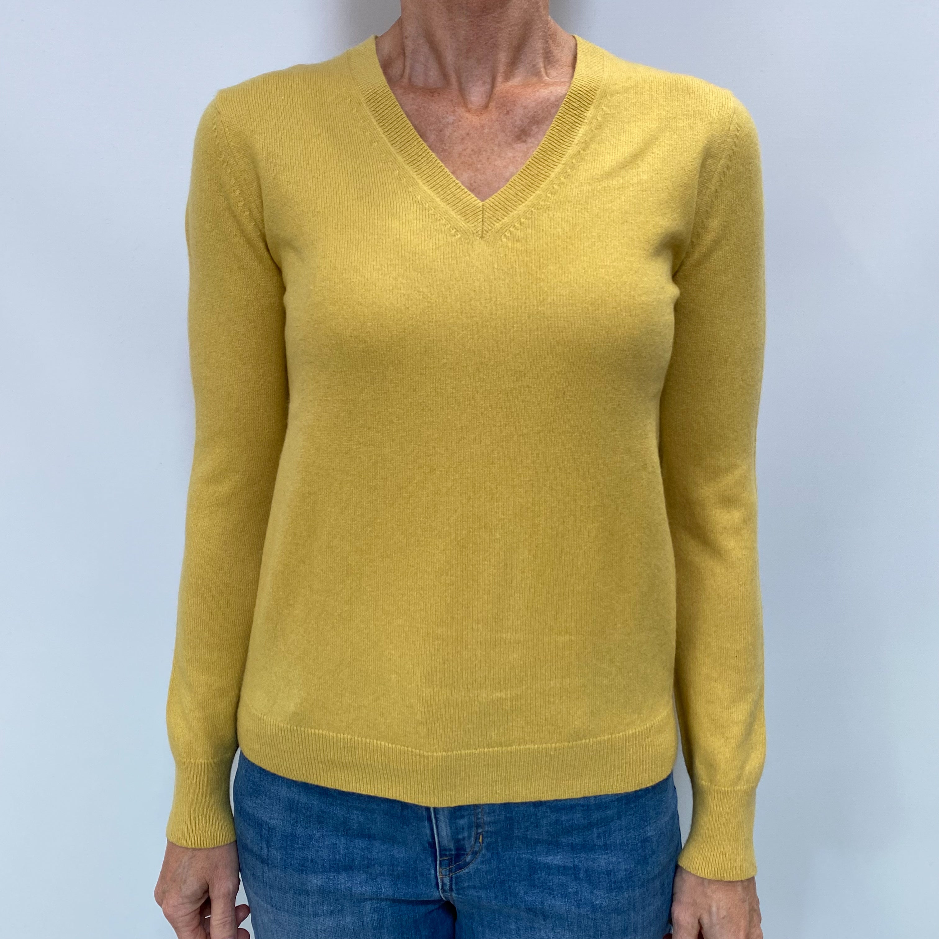 Sunflower Yellow Cashmere V Neck Jumper Small