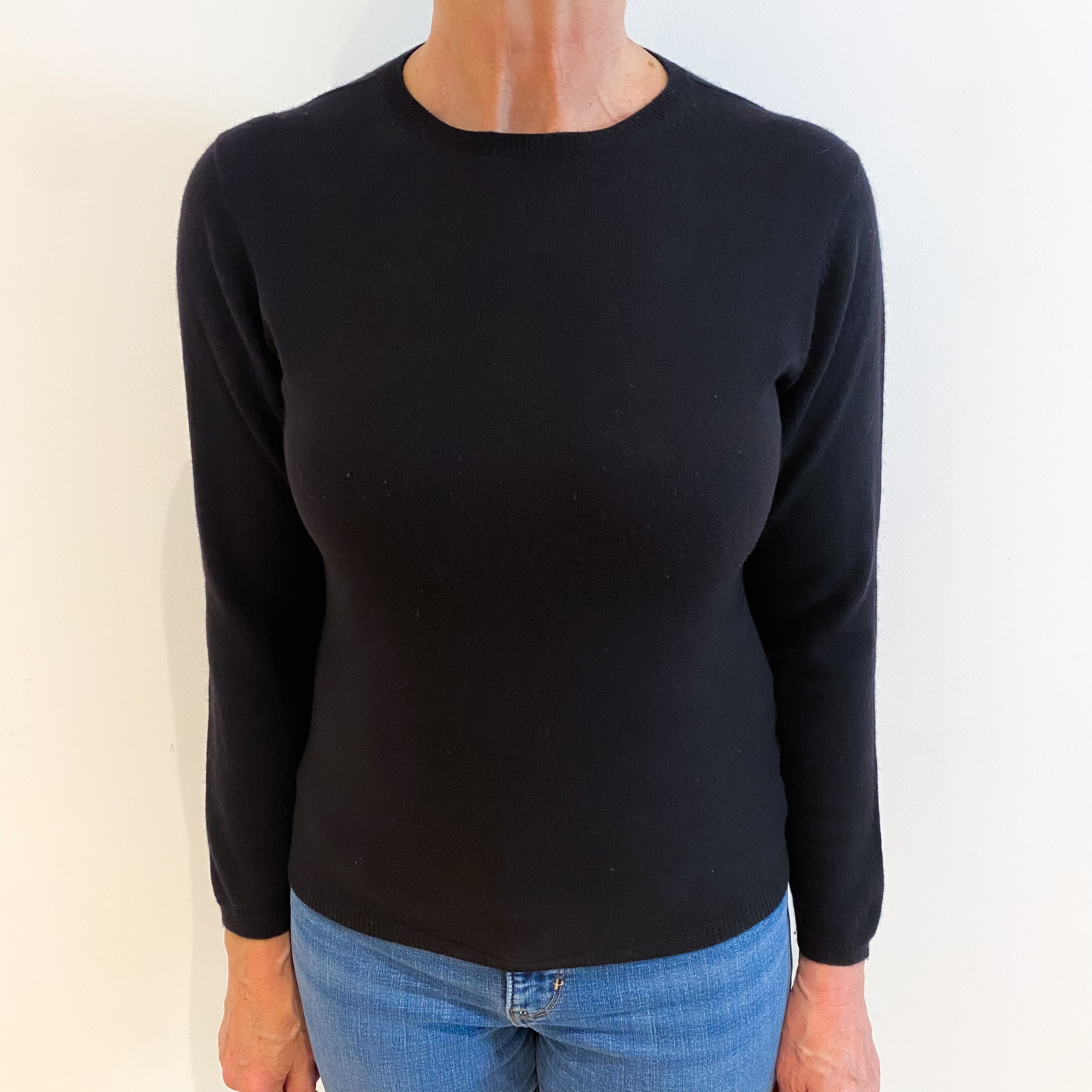 Black Cashmere Crew Neck Jumper Medium