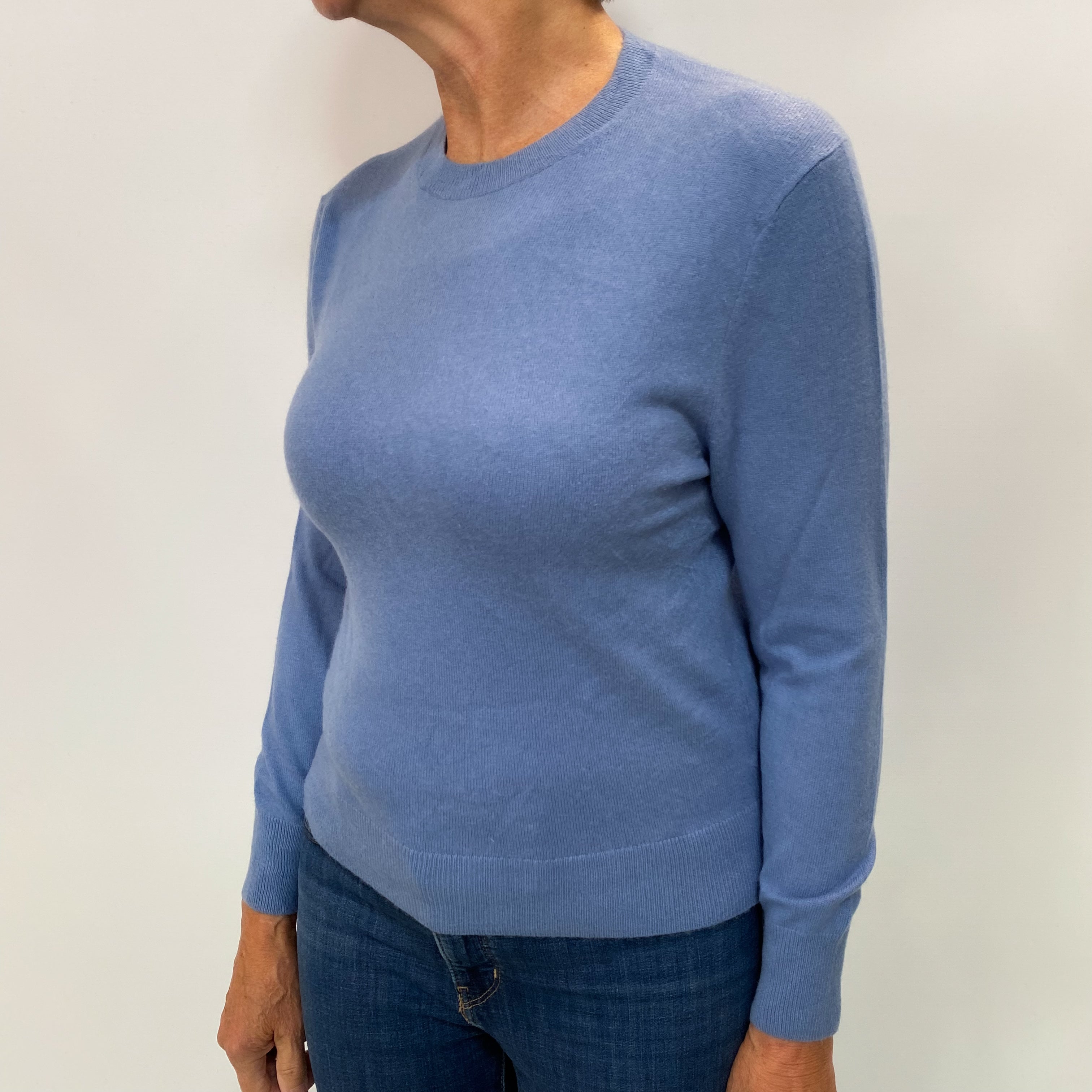 Denim Blue Cashmere Crew Neck Jumper Medium