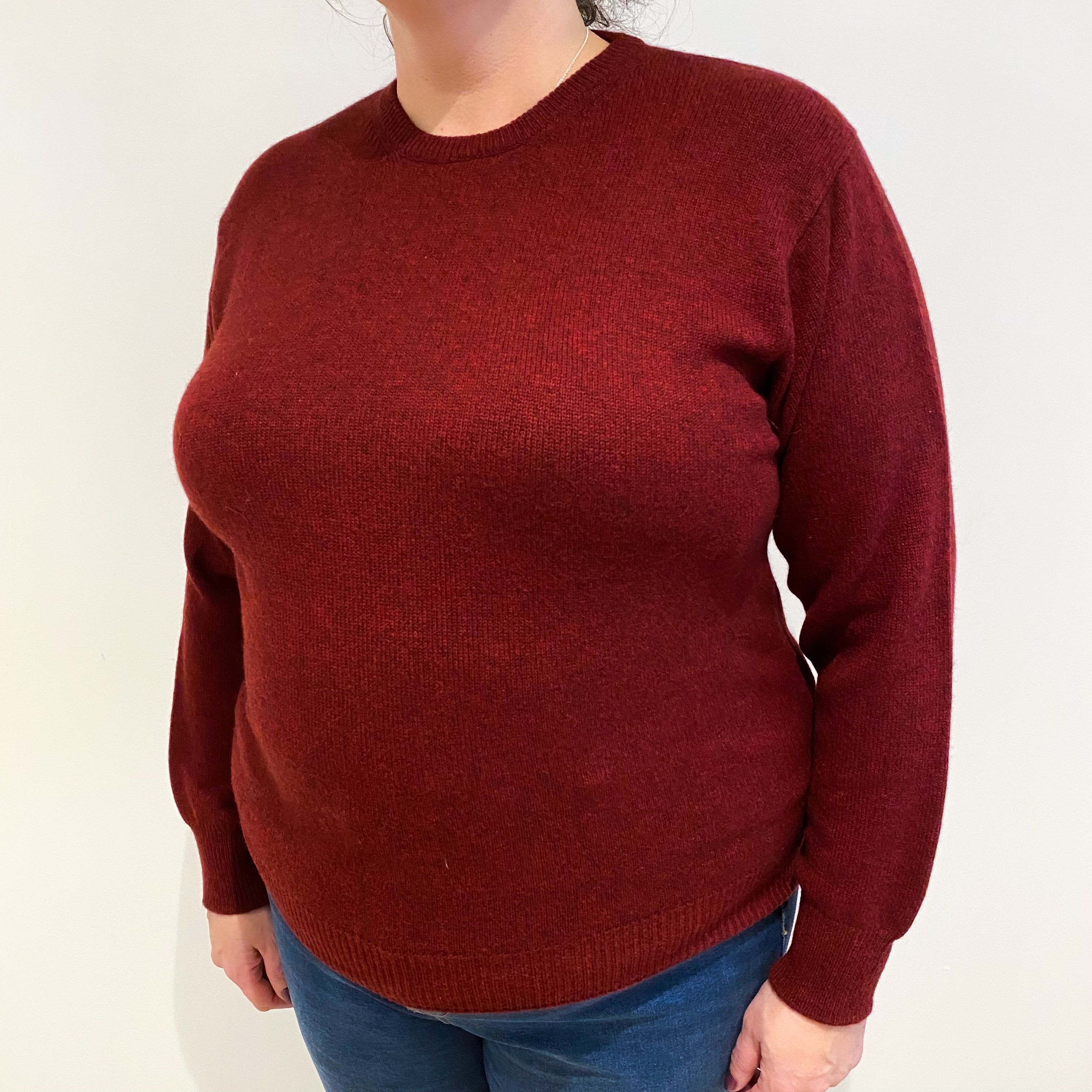 Wine Red Cashmere Crew Neck Jumper Extra Large
