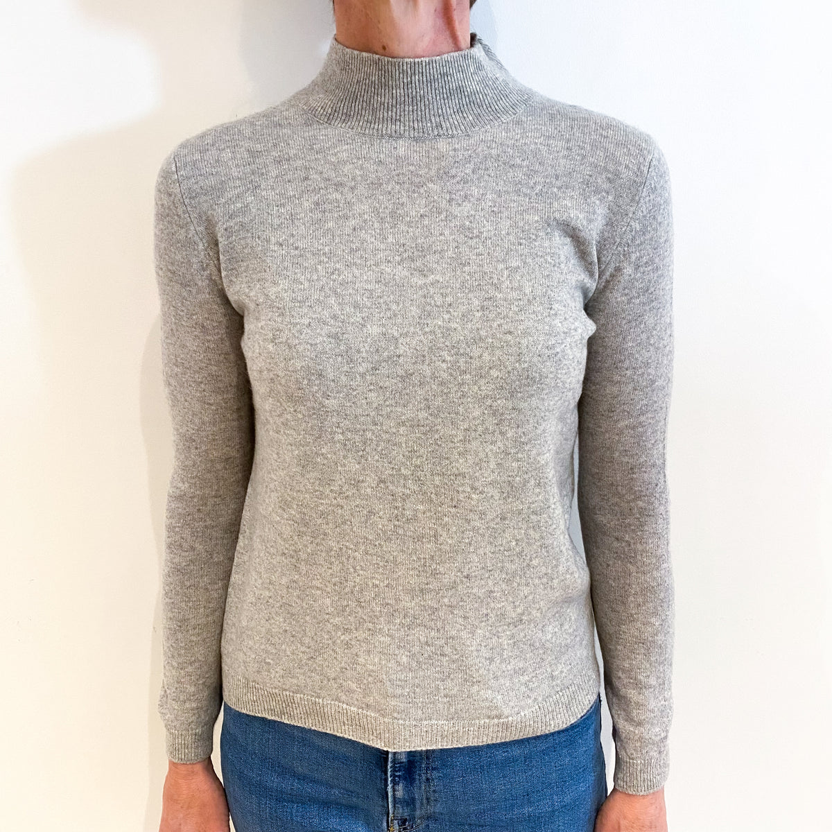 Smoke Grey Cashmere Turtle Neck Jumper Small