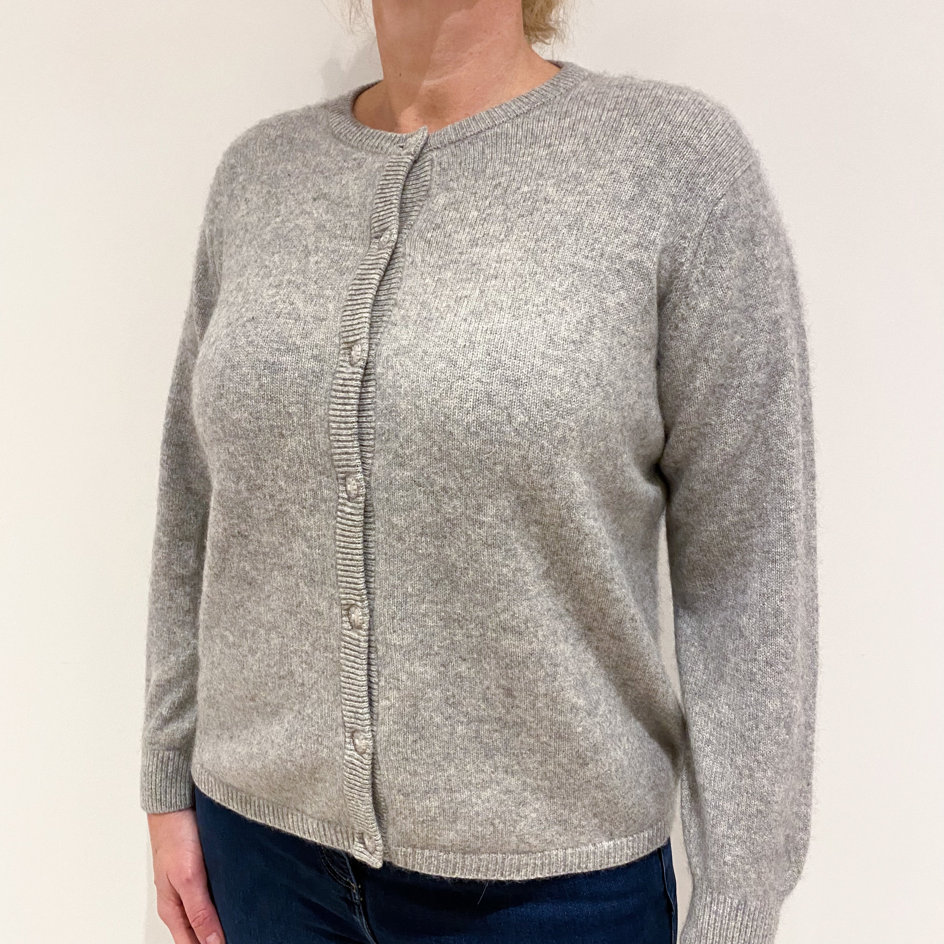 Grey Cashmere Cardigan Large