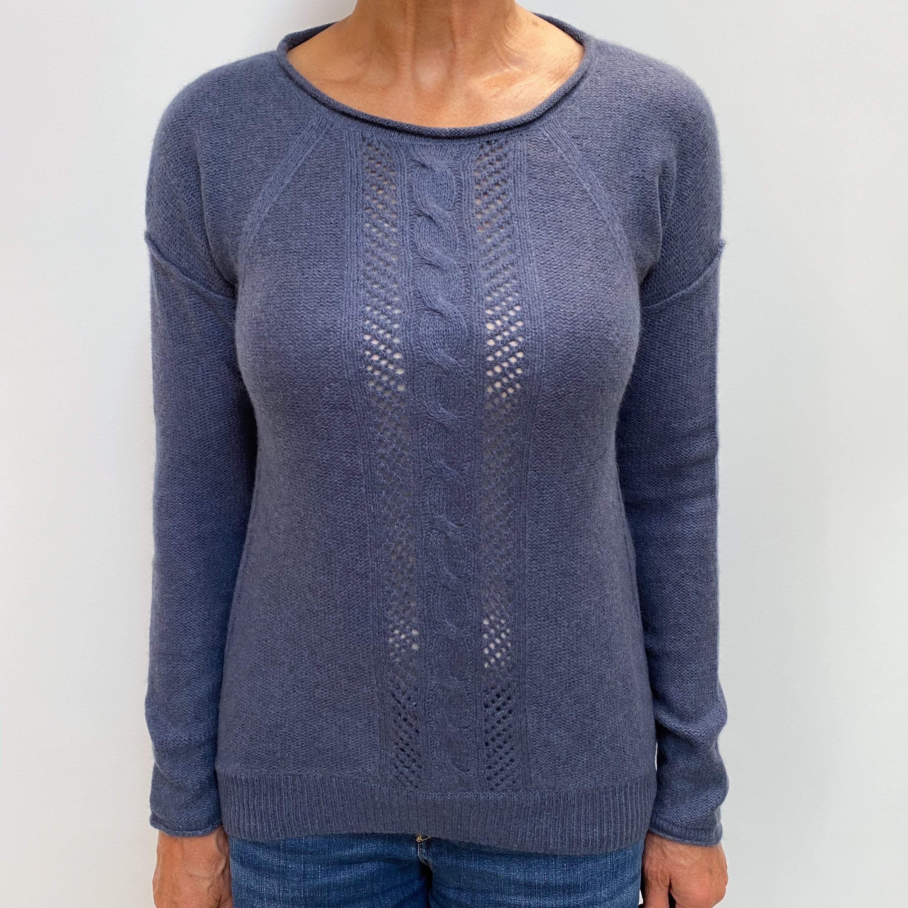 Denim Blue Cashmere Crew Neck Jumper Medium