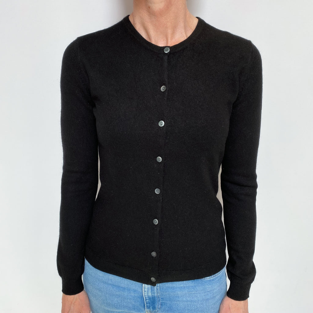 Black Cashmere Crew Neck Cardigan Small