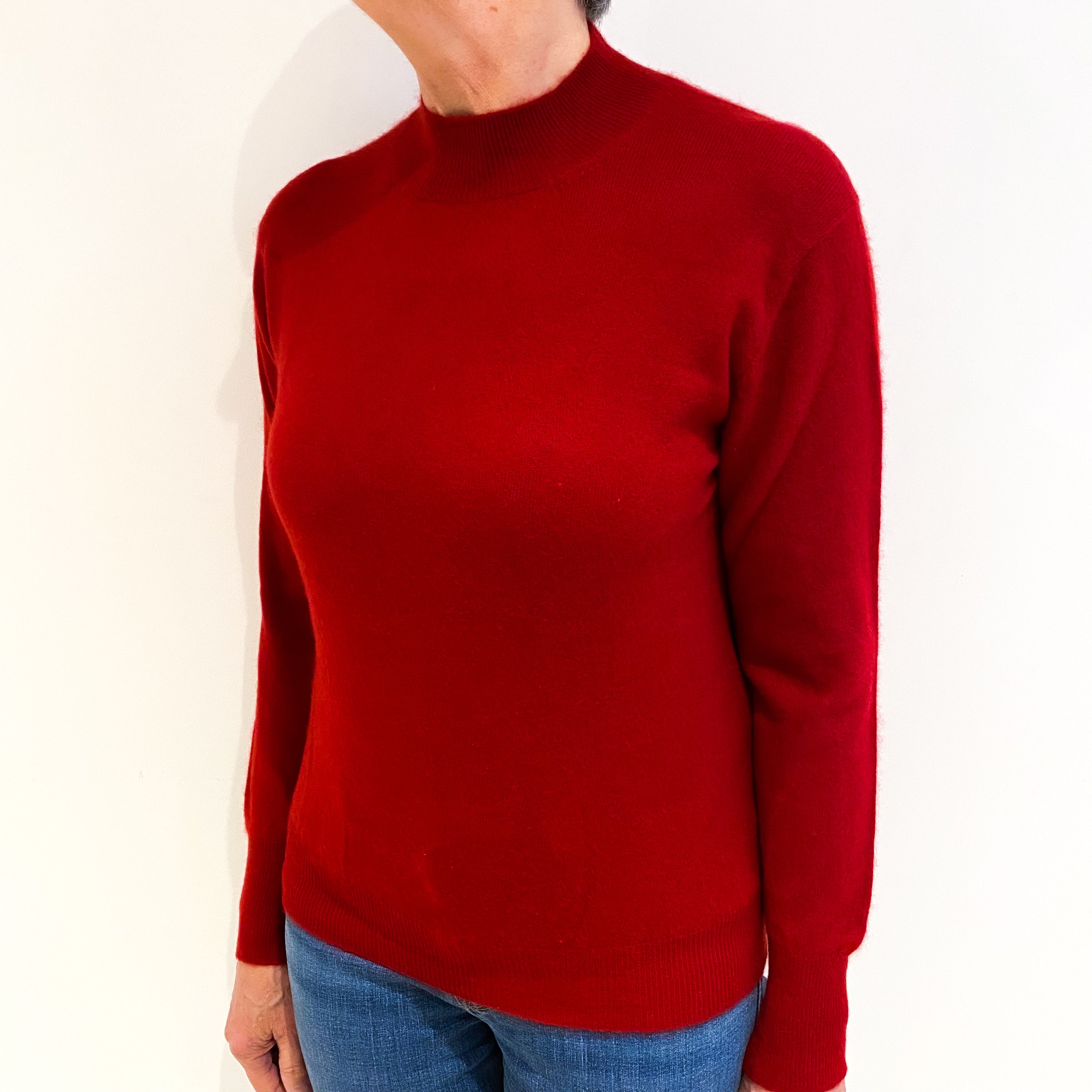 Gobi Post Box Red Cashmere Turtle Neck Jumper Medium
