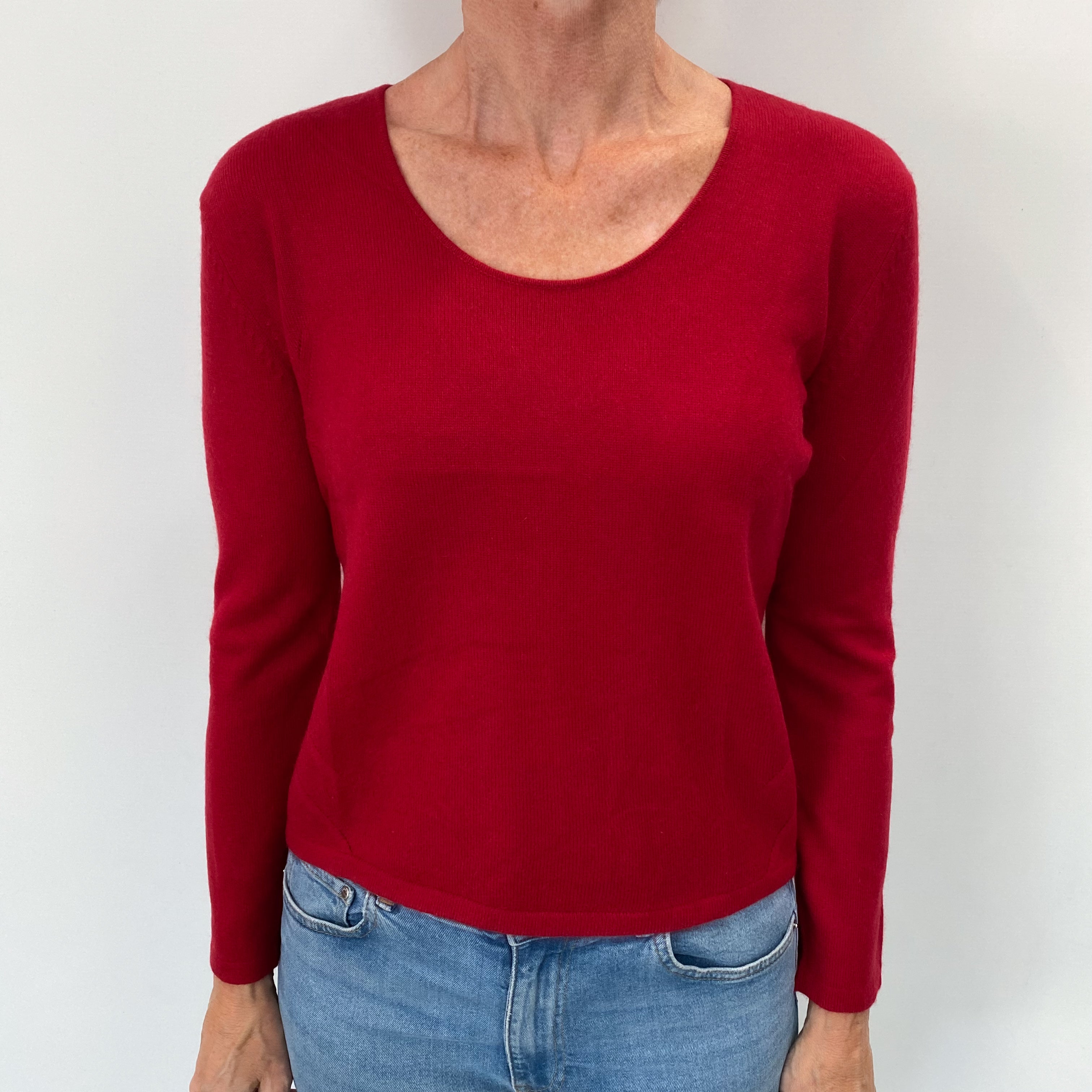 Post Box Red Cashmere Scoop Neck Jumper Small
