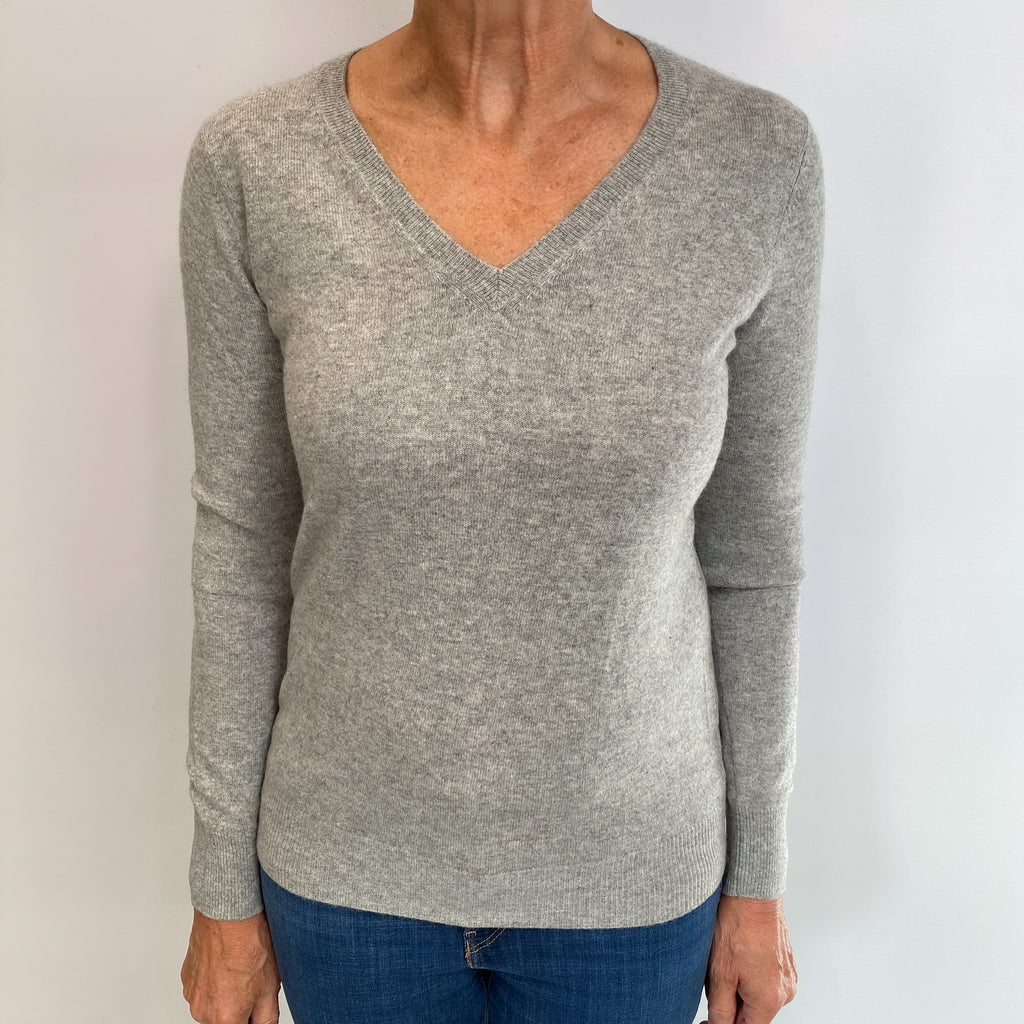 Smoke Grey Cashmere V Neck Jumper Medium