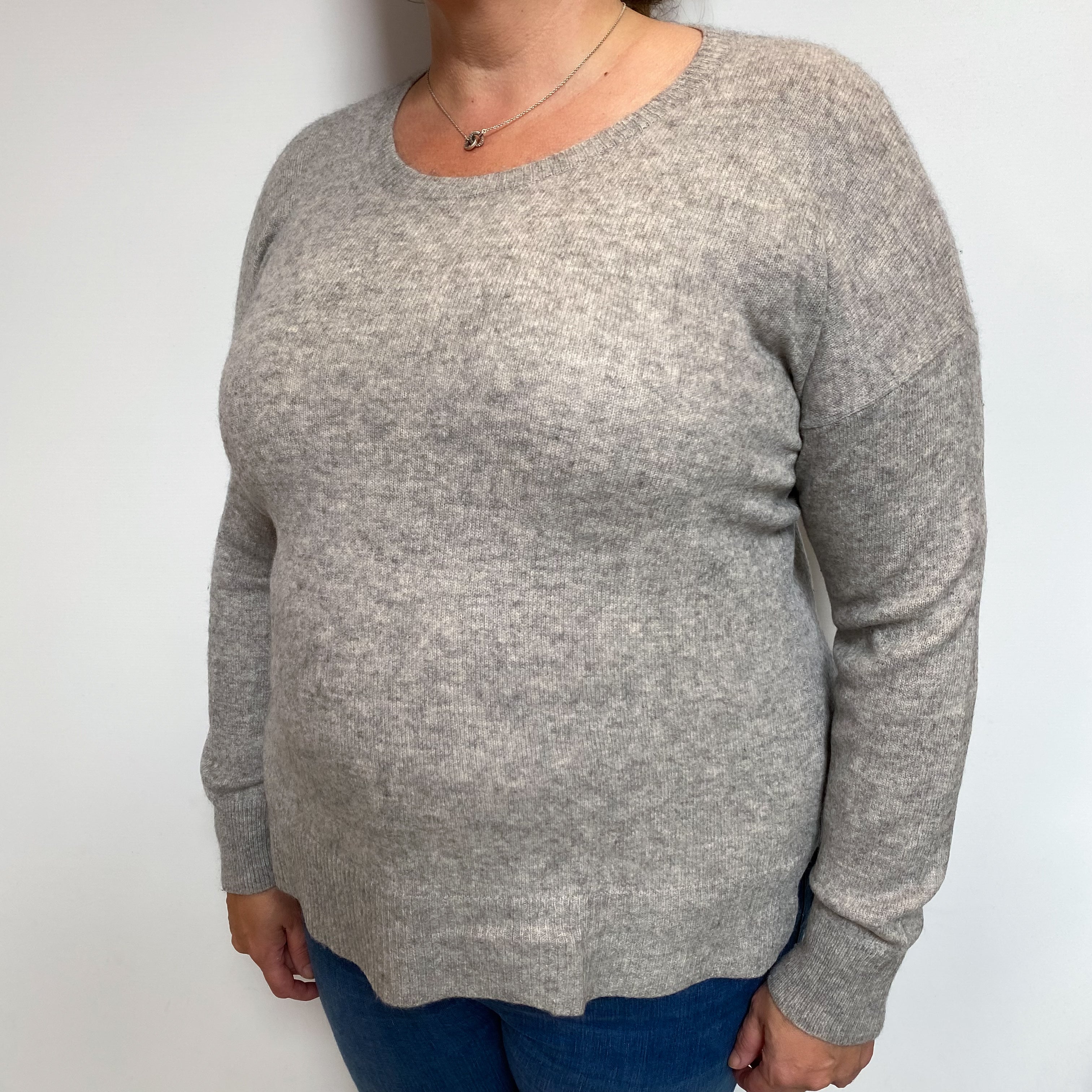 Smoke Grey Cashmere Crew Neck Jumper Extra Large