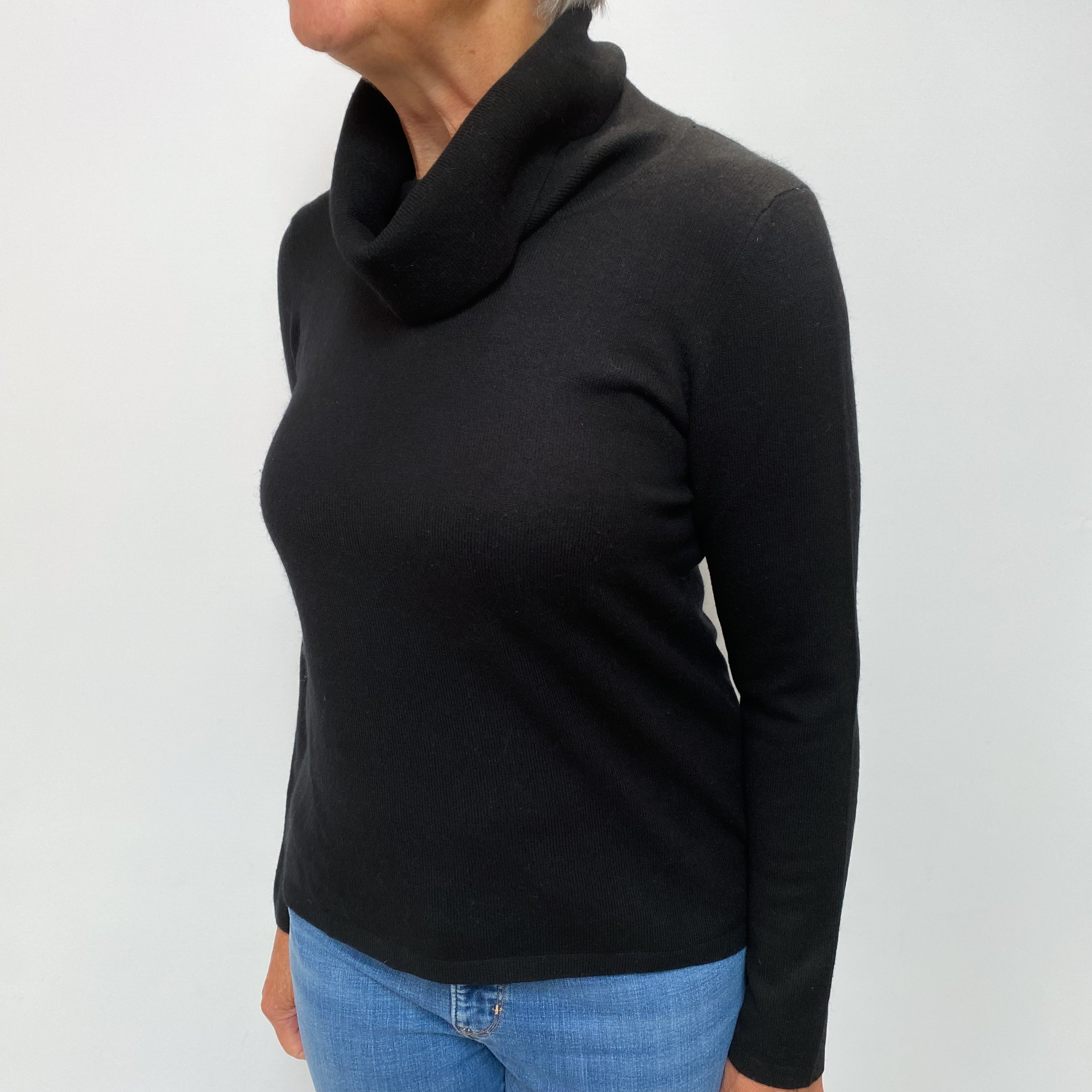 Black Cashmere Cowl Neck Jumper Medium