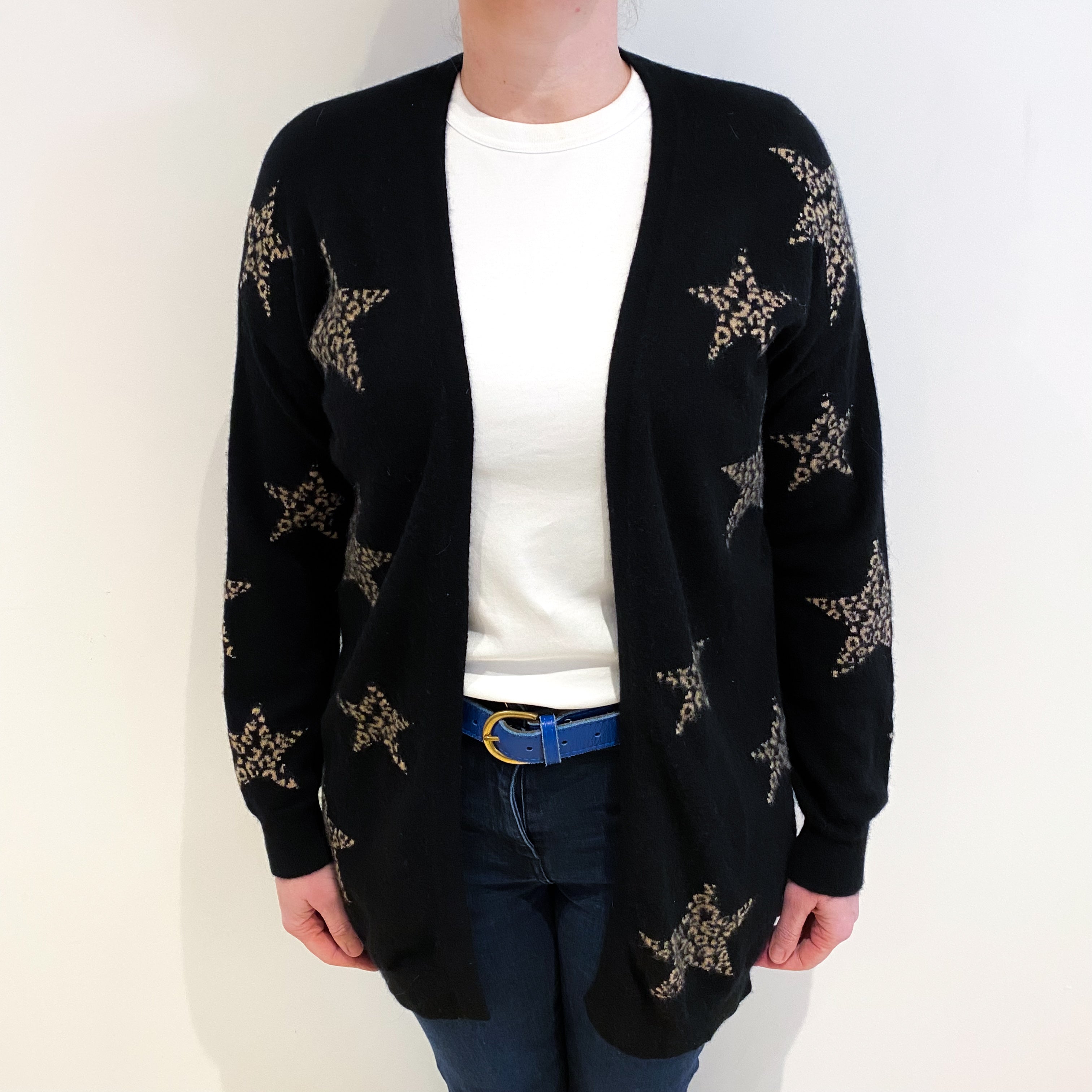 Magaschoni Black Star Cashmere Edge To Edge Cardigan Large