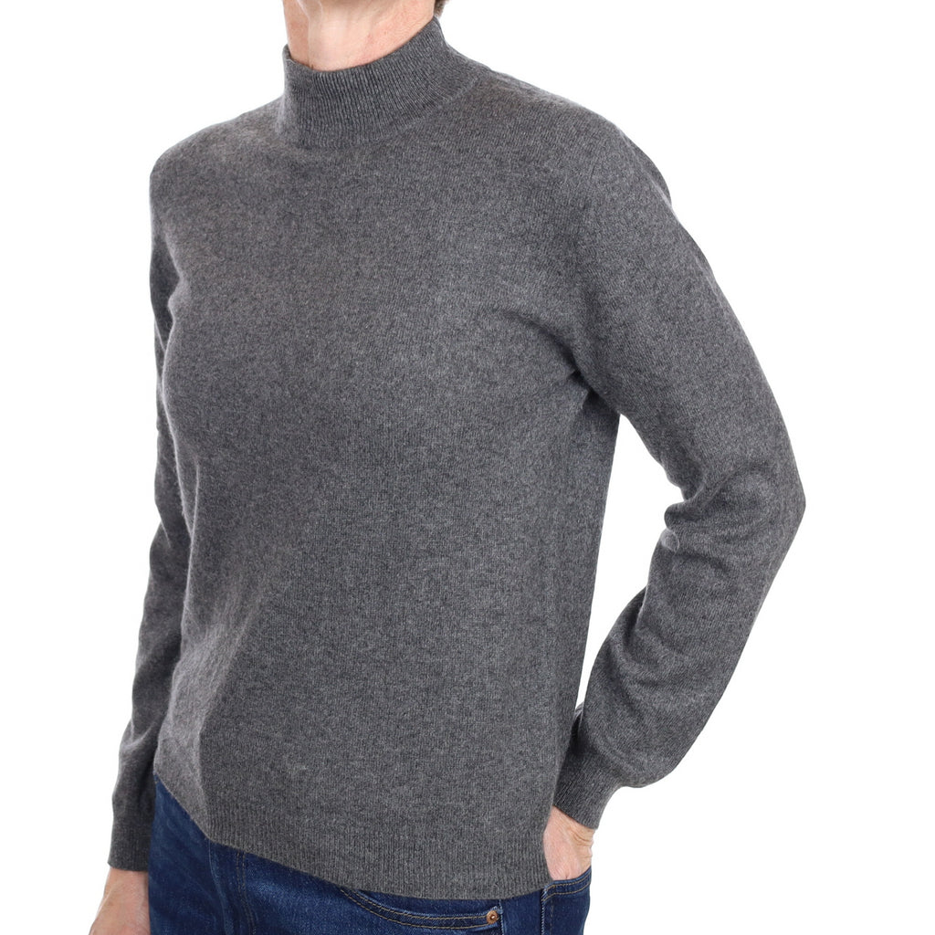 Slate Grey Cashmere Turtle Neck Jumper Small