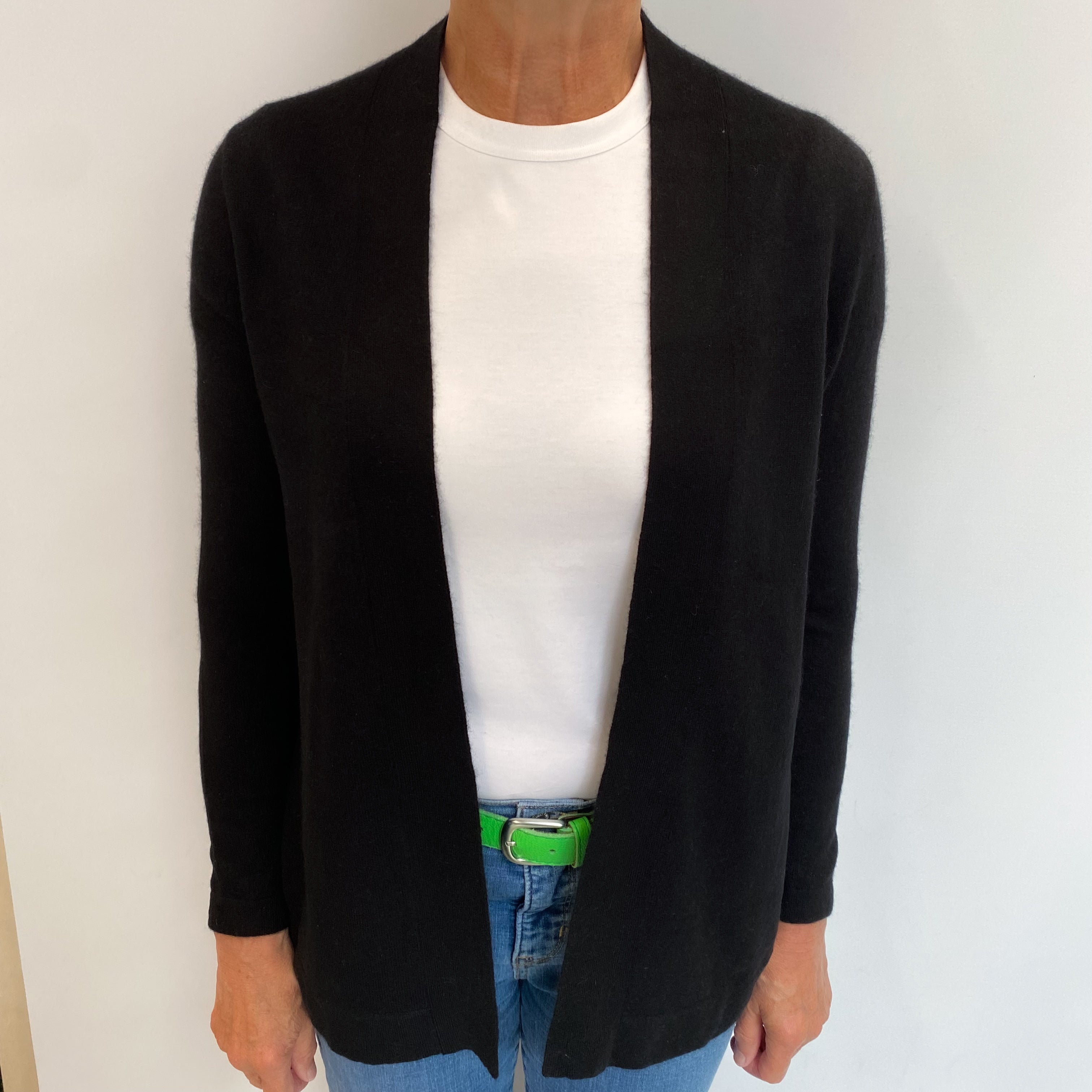 Black Cashmere Edge To Edge Cardigan Medium