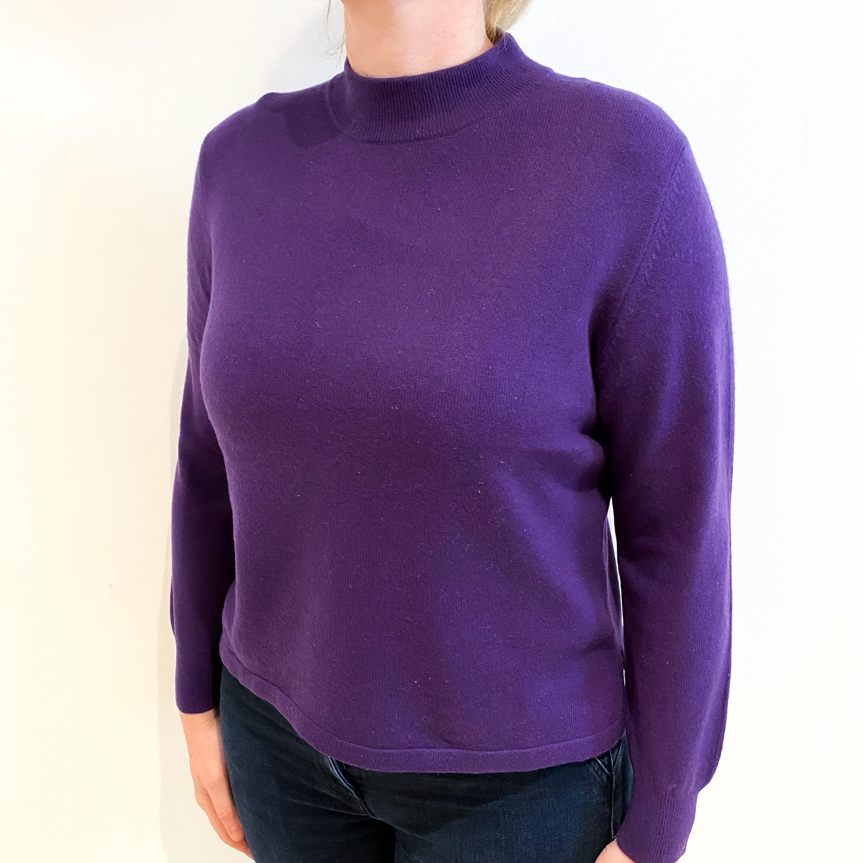 Grape Purple Cashmere Turtle Neck Jumper Large