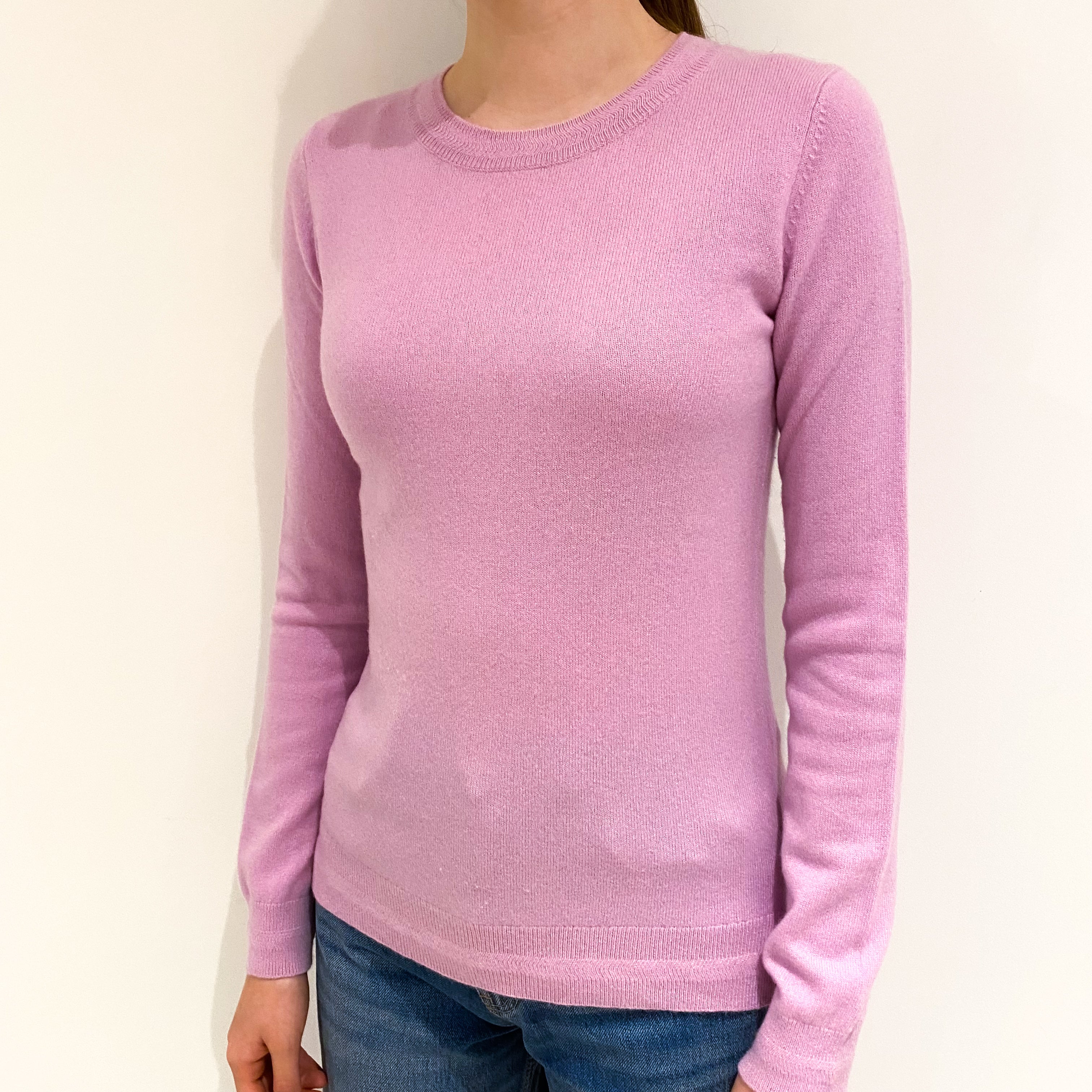 Foxglove Pink Cashmere Crew Neck Jumper Extra Small