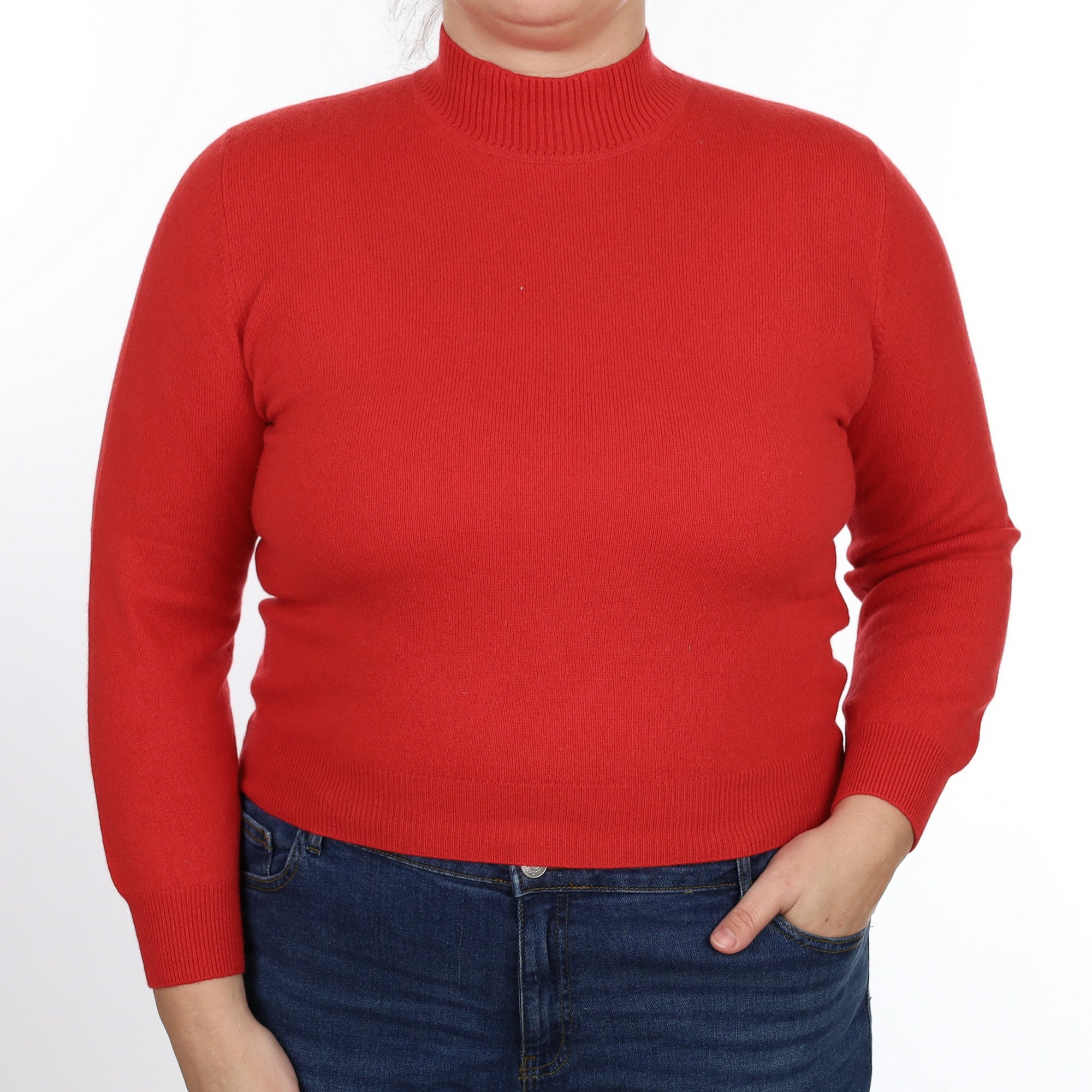 Scarlet Red Cashmere Turtle Neck Jumper Large