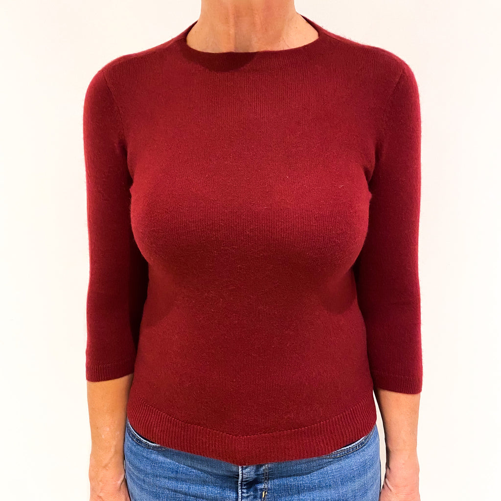 Burgundy Cashmere Crew Neck Jumper Medium