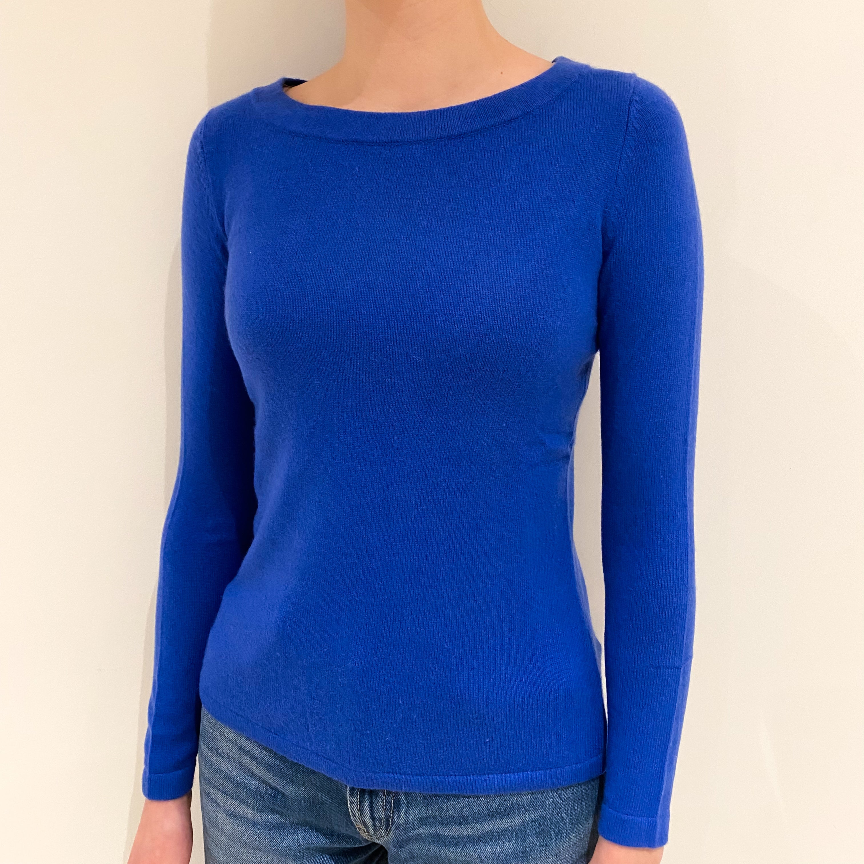 Cobalt Blue Cashmere Crew Neck Jumper Extra Small