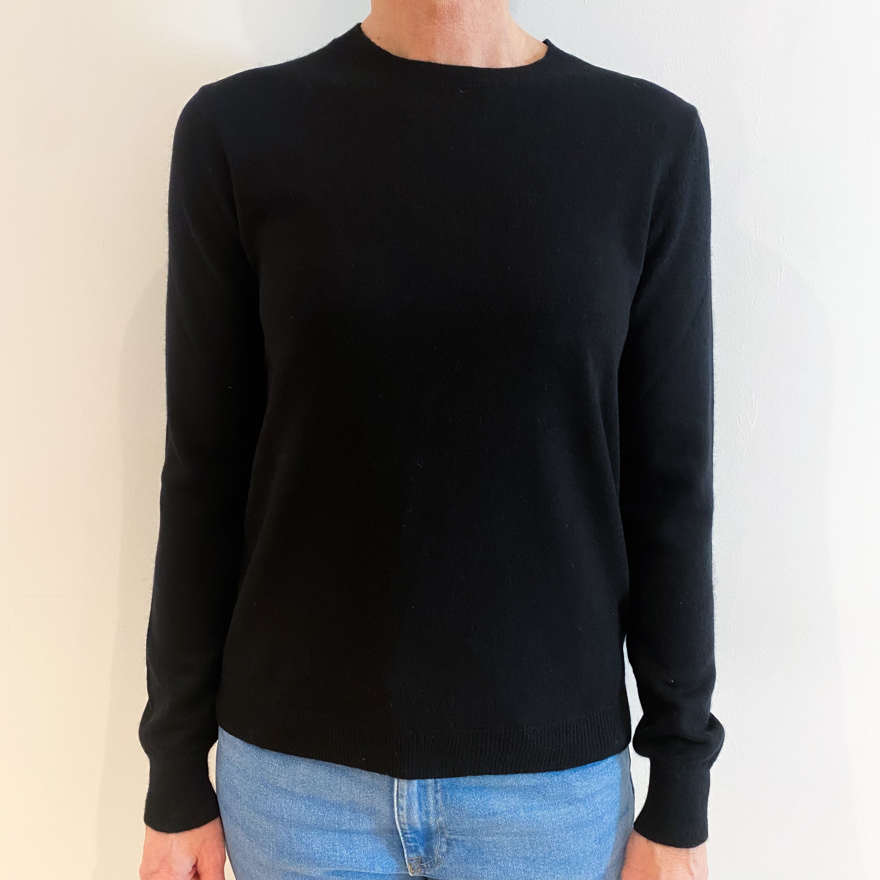 Black Cashmere Crew Neck Jumper Small