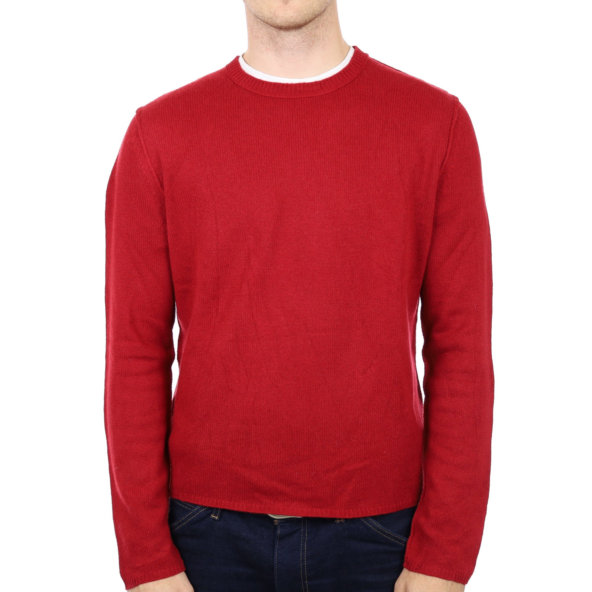 Men's Crimson Red Cashmere Crew Neck Jumper Medium