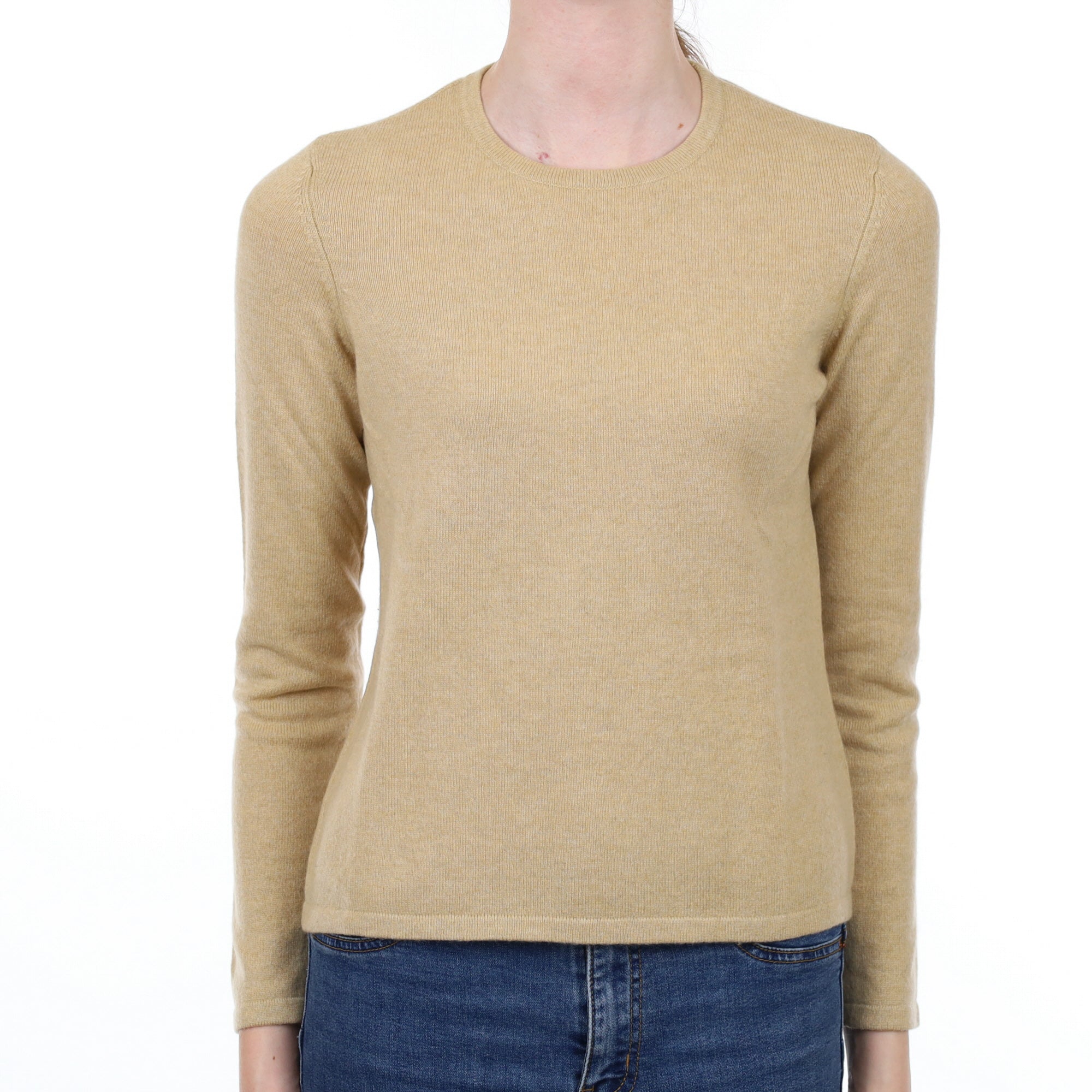 Sand Beige Cashmere Crew Neck Jumper Extra Small