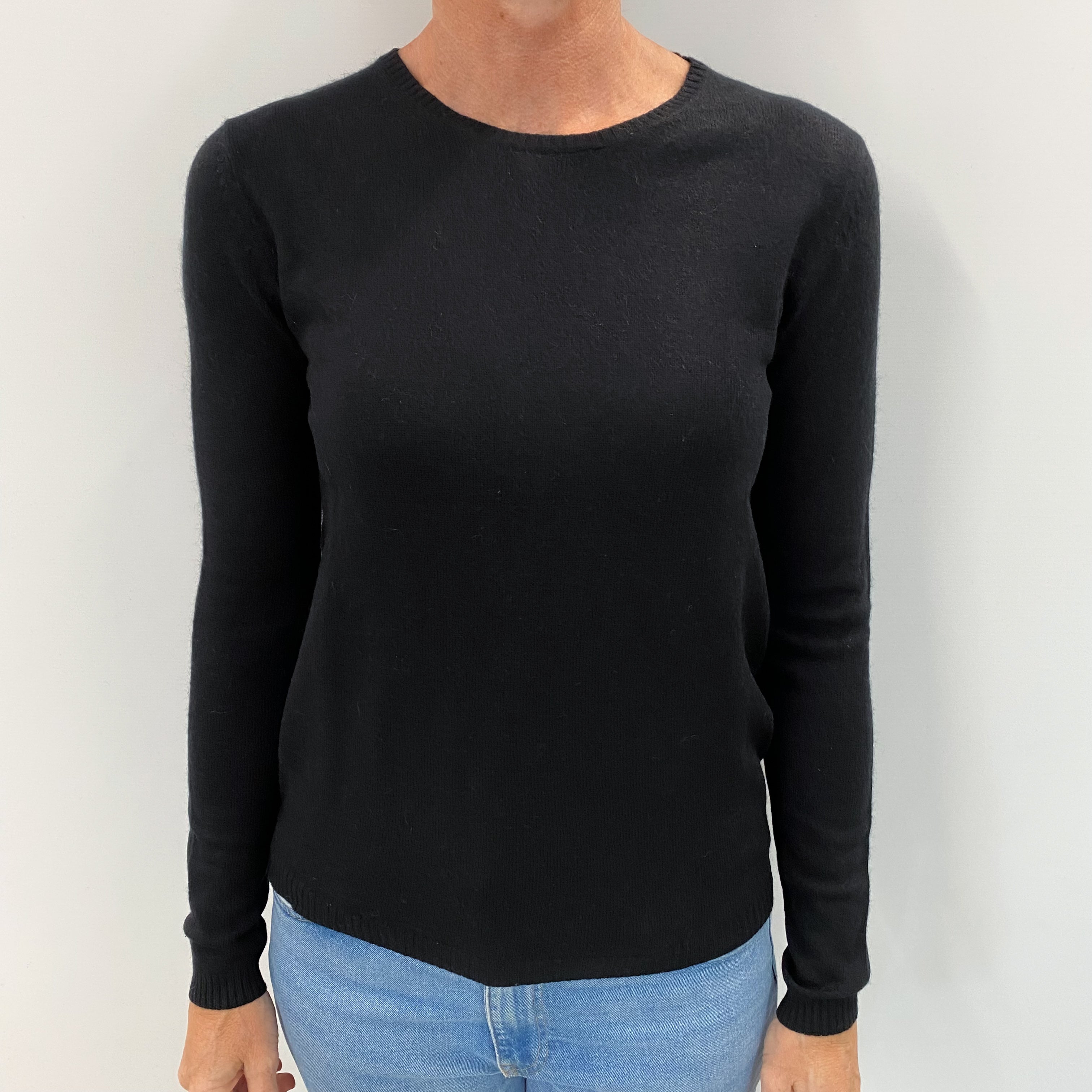 Black Cashmere Crew Neck Jumper Small