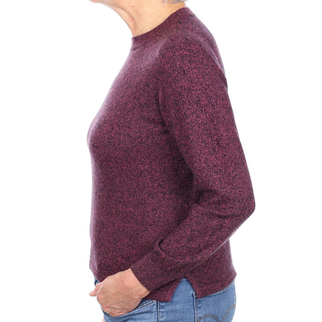 Aubergine Purple Marl Cashmere Crew Neck Jumper Medium