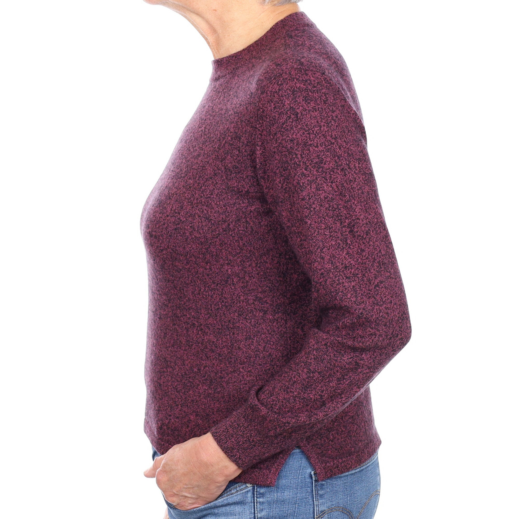 Aubergine Purple Marl Cashmere Crew Neck Jumper Medium