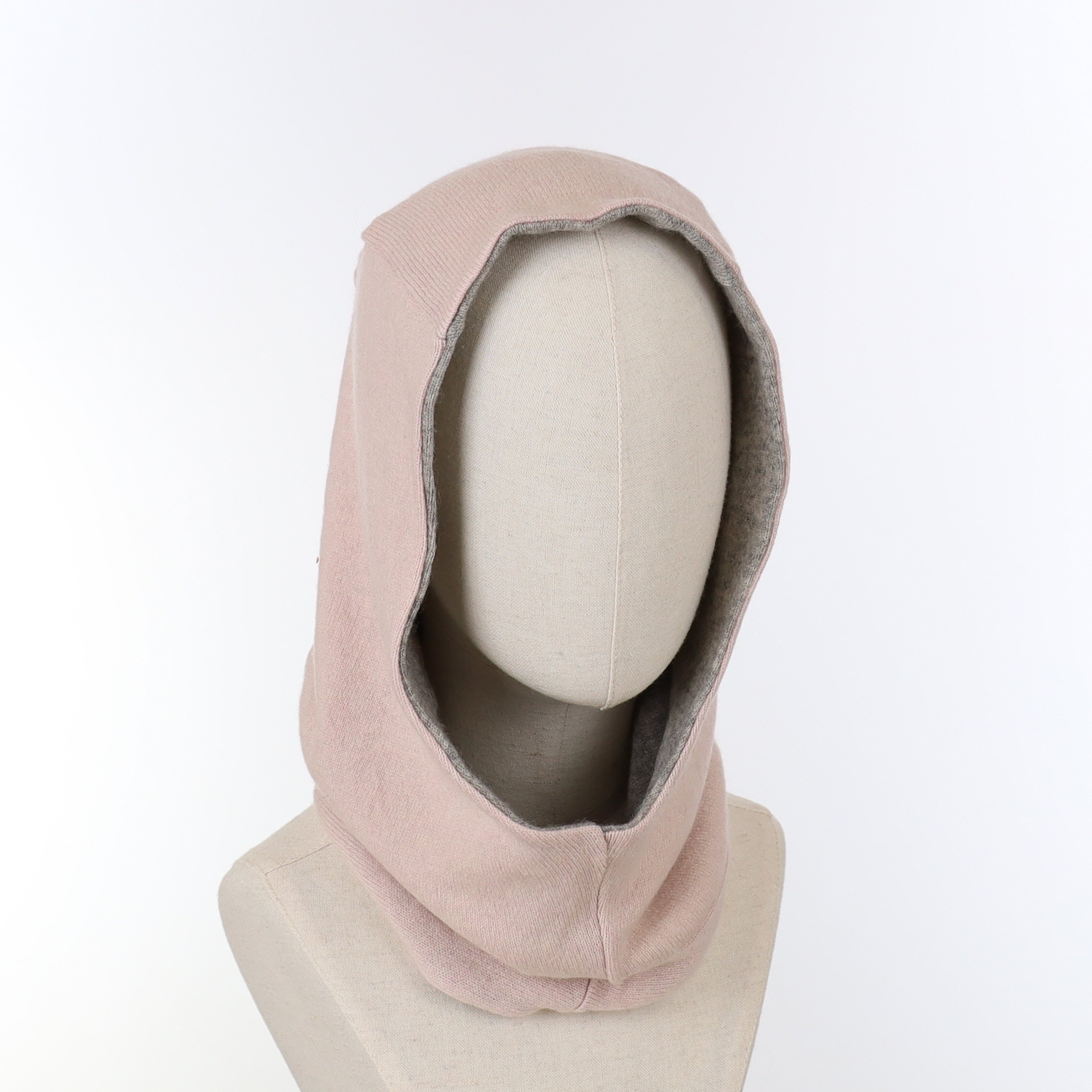 Ash Grey and Pale Pink Luxury Reversible Cashmere Hood Unisex