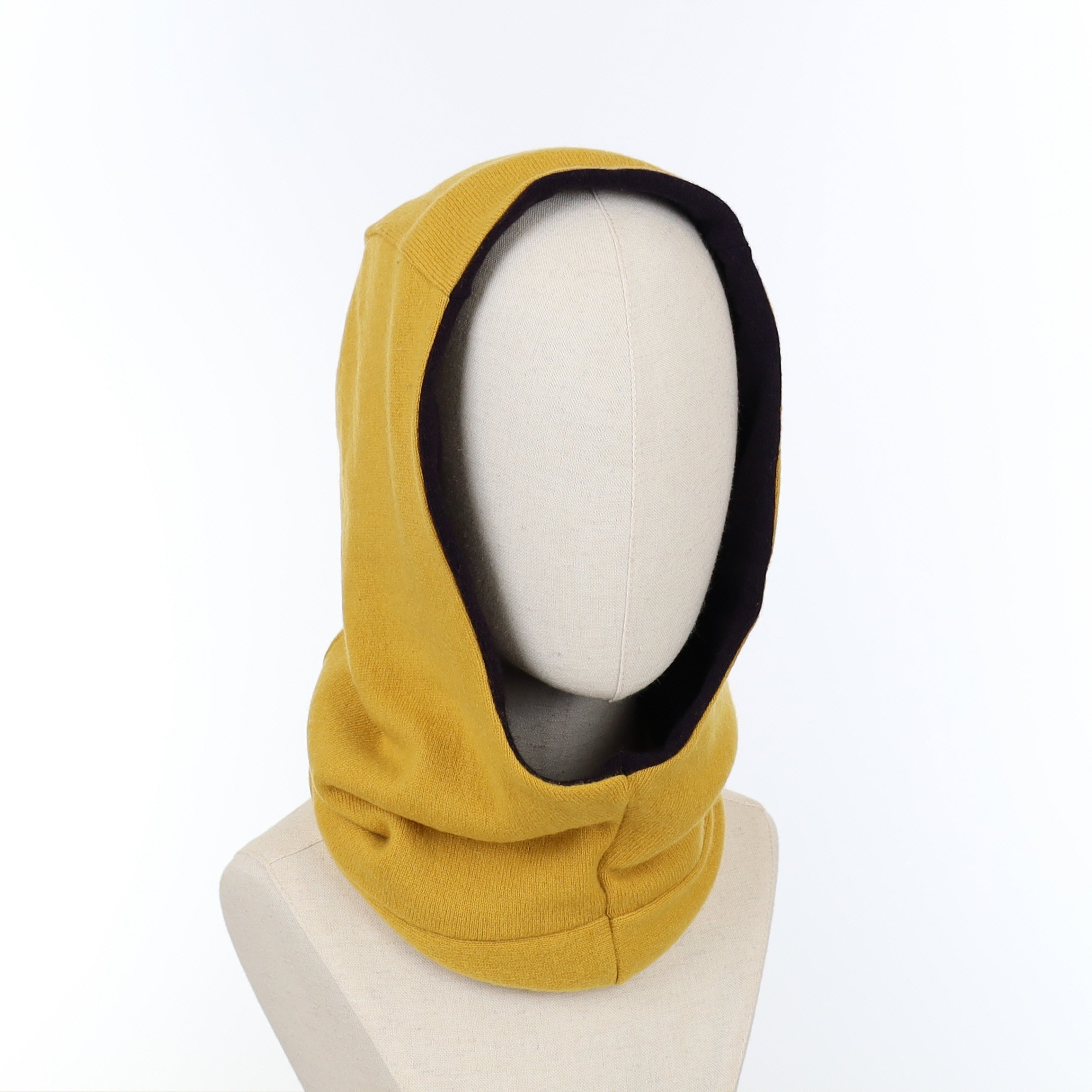 Aubergine Purple and Yellow Luxury Reversible Cashmere Hood Unisex
