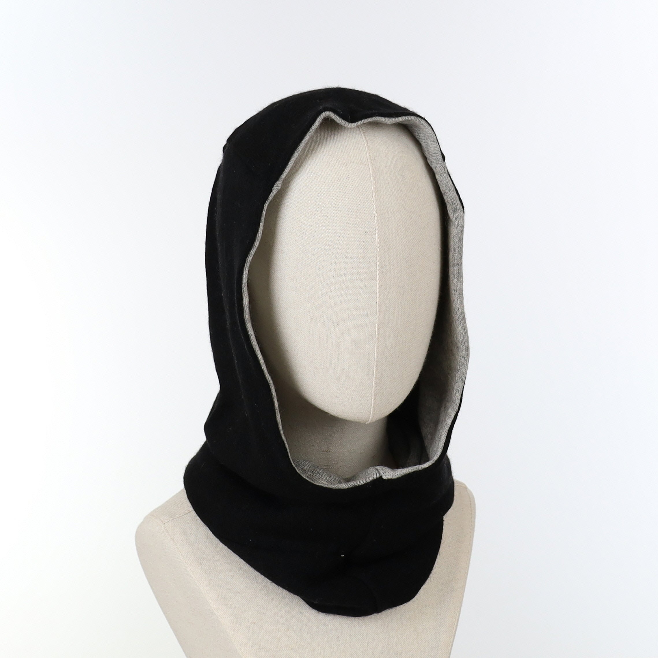 Grey and Black Luxury Reversible Cashmere Hood Unisex