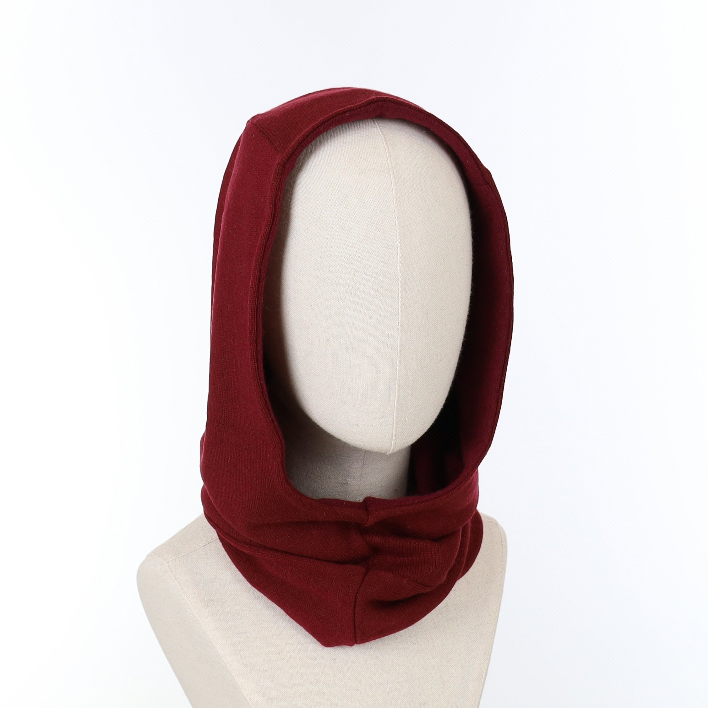 Two Toned Burgundy Luxury Reversible Cashmere Hood Unisex