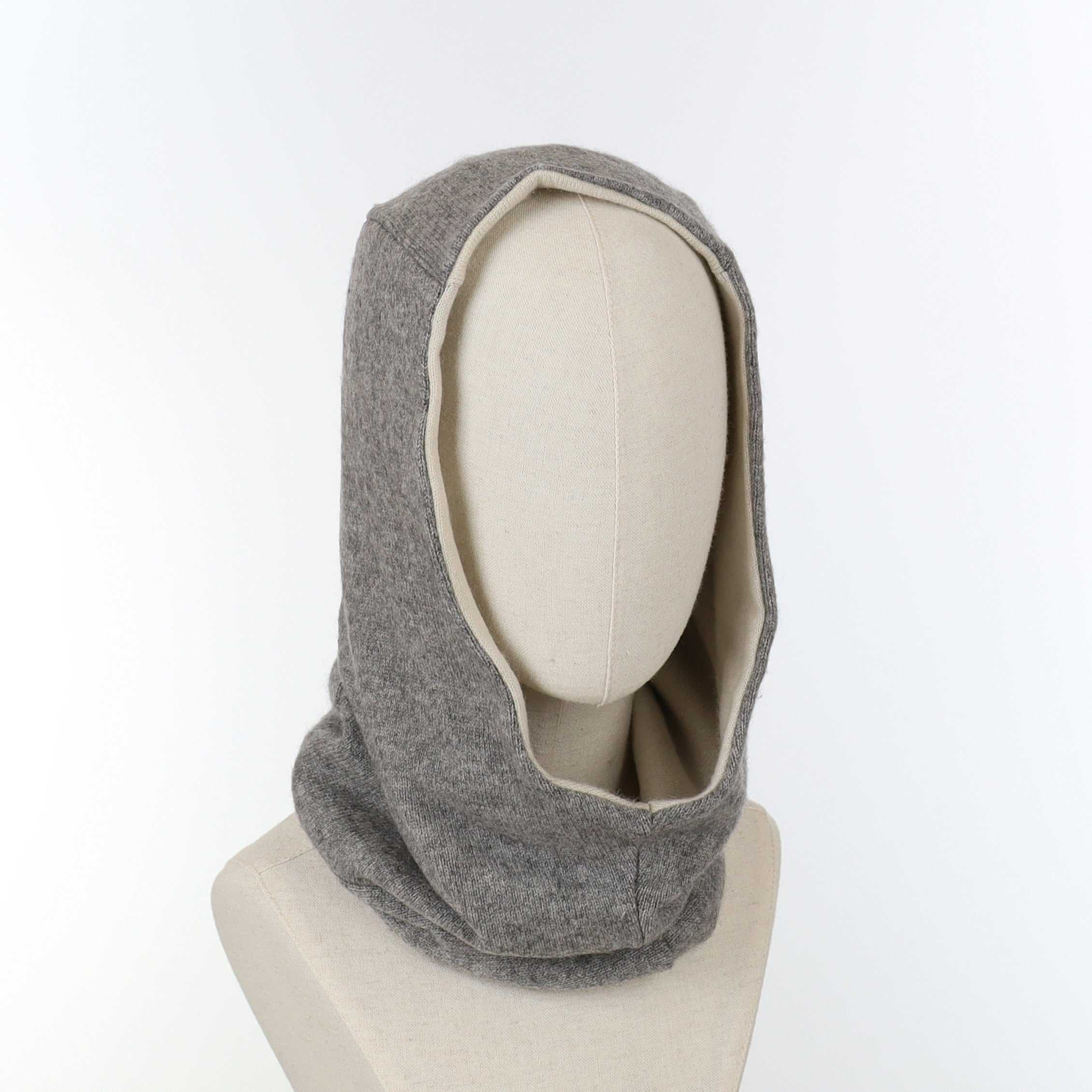 Grey and Cream Luxury Reversible Cashmere Hood Unisex