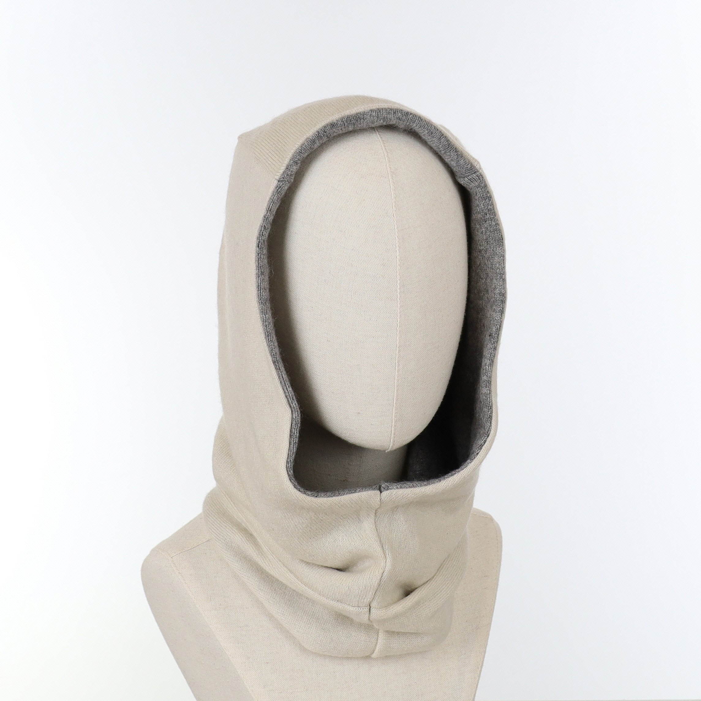 Grey and Cream Luxury Reversible Cashmere Hood Unisex