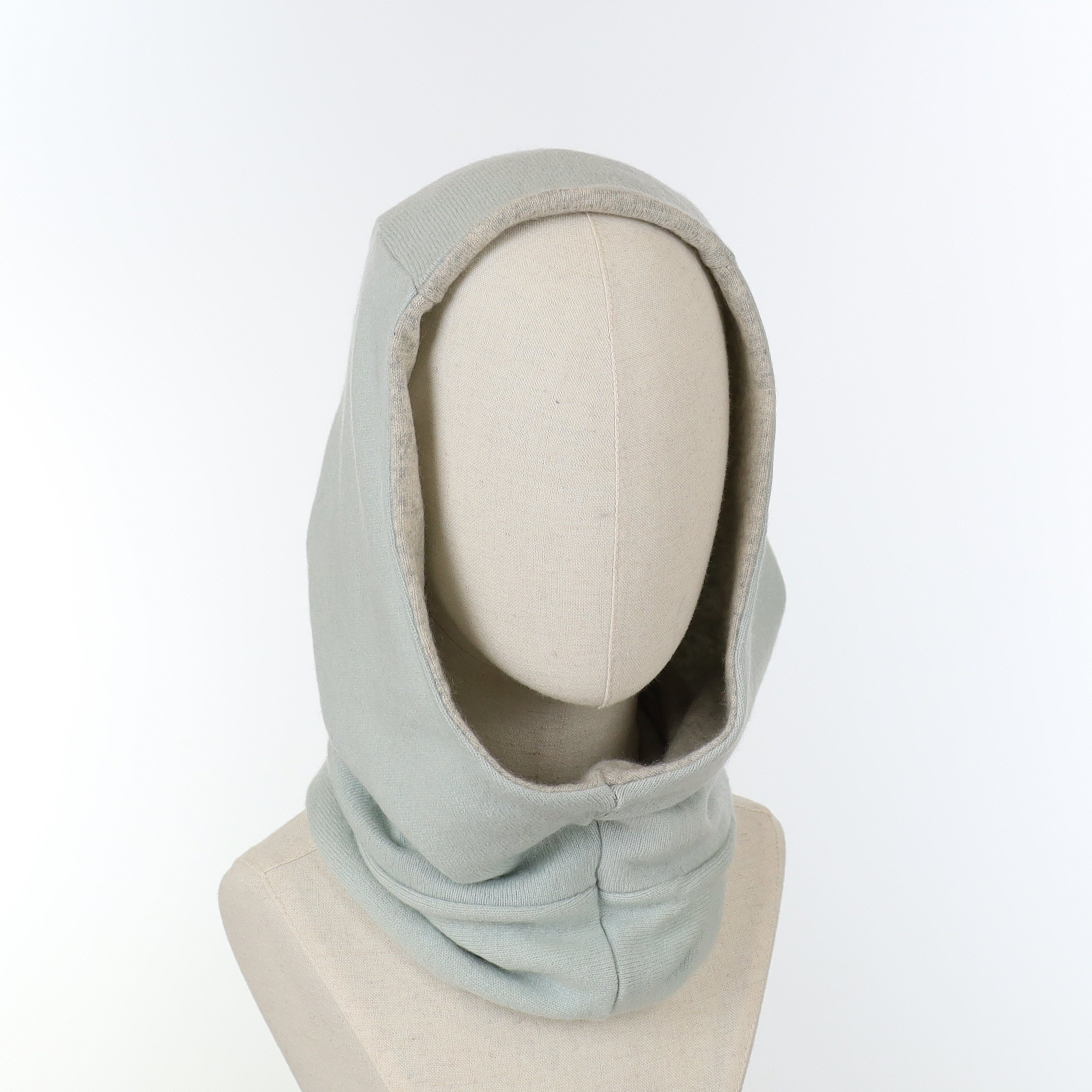 Smoke Grey and Pale Blue Luxury Reversible Cashmere Hood Unisex