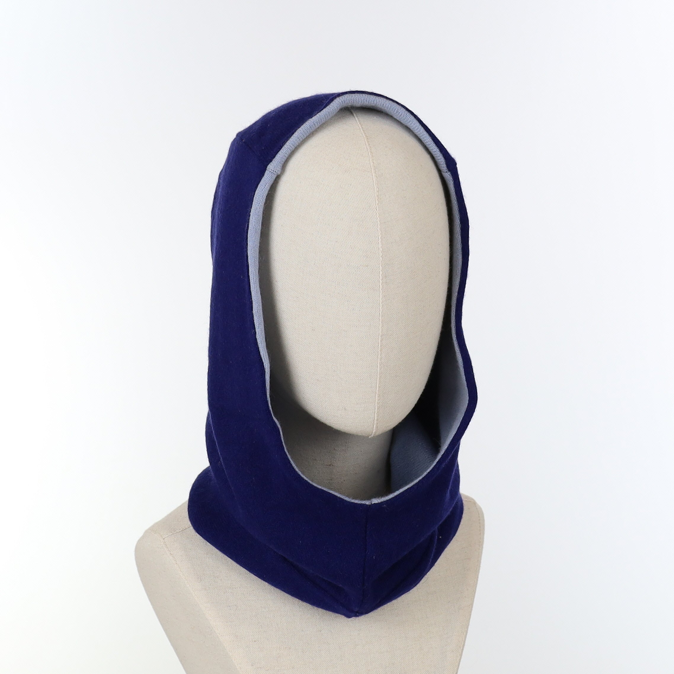 Cobalt and Sky Blue Luxury Reversible Cashmere Hood Unisex