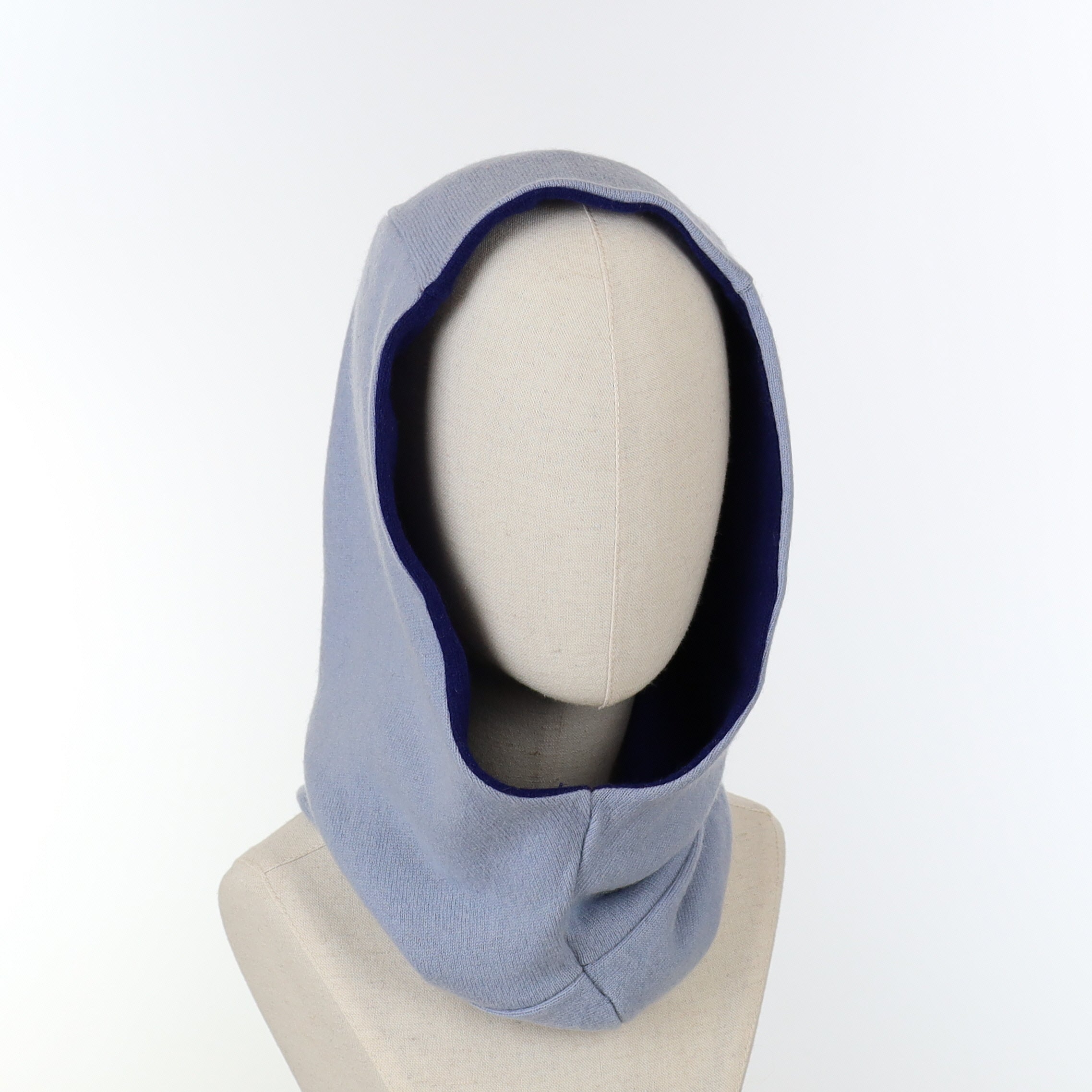 Cobalt and Sky Blue Luxury Reversible Cashmere Hood Unisex