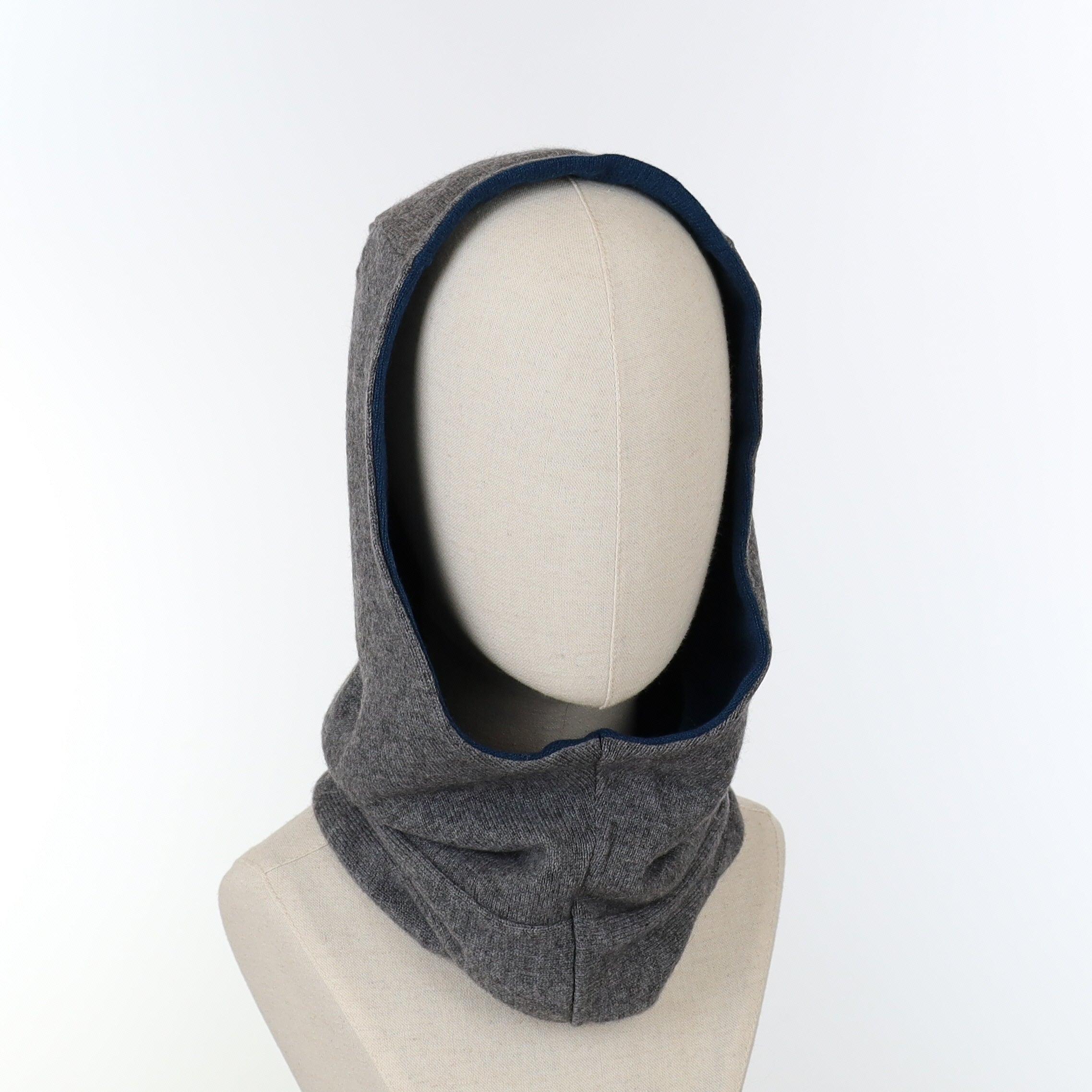 Peacock Blue and Grey Luxury Reversible Cashmere Hood Unisex