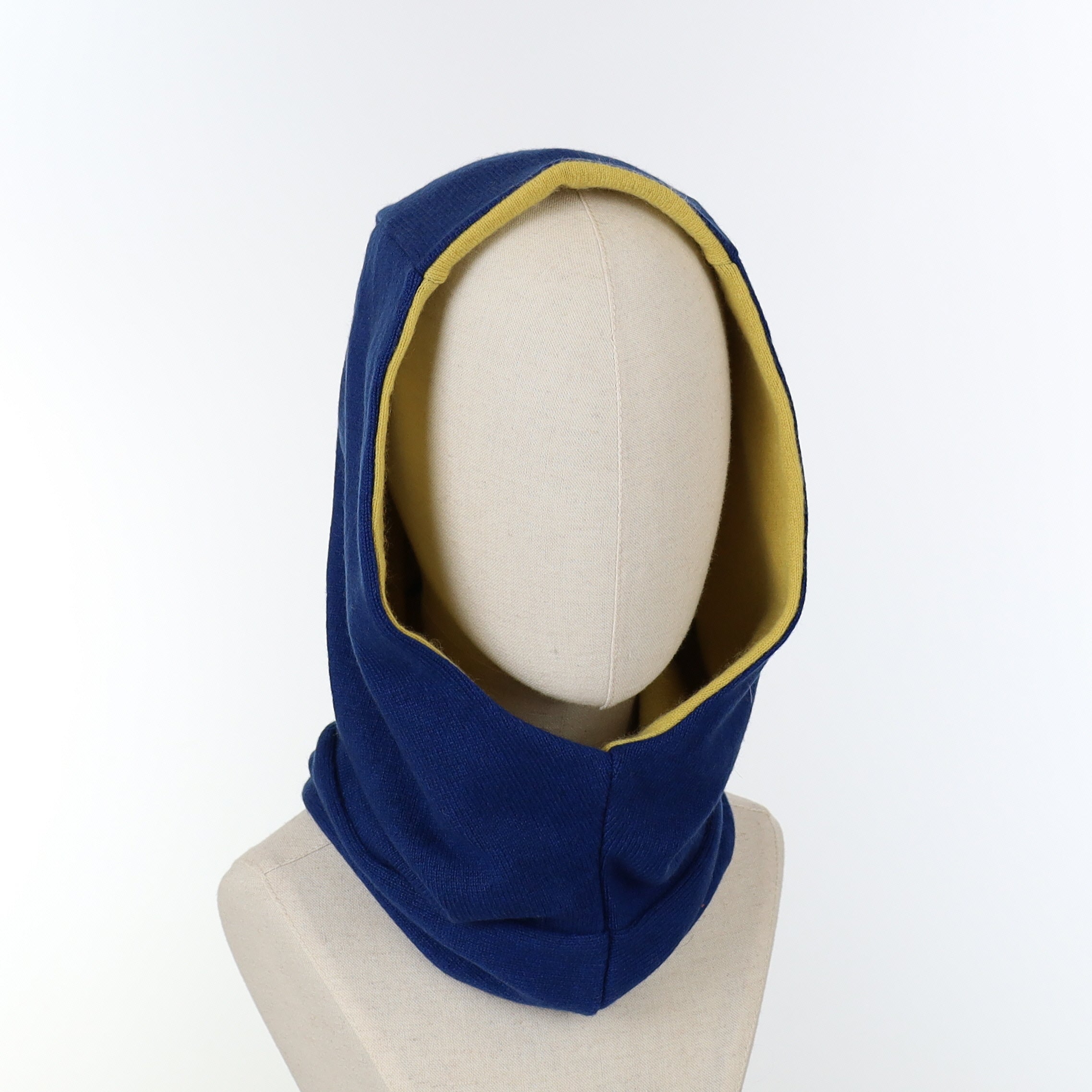 Admiral Blue and Yellow Luxury Reversible Cashmere Hood Unisex