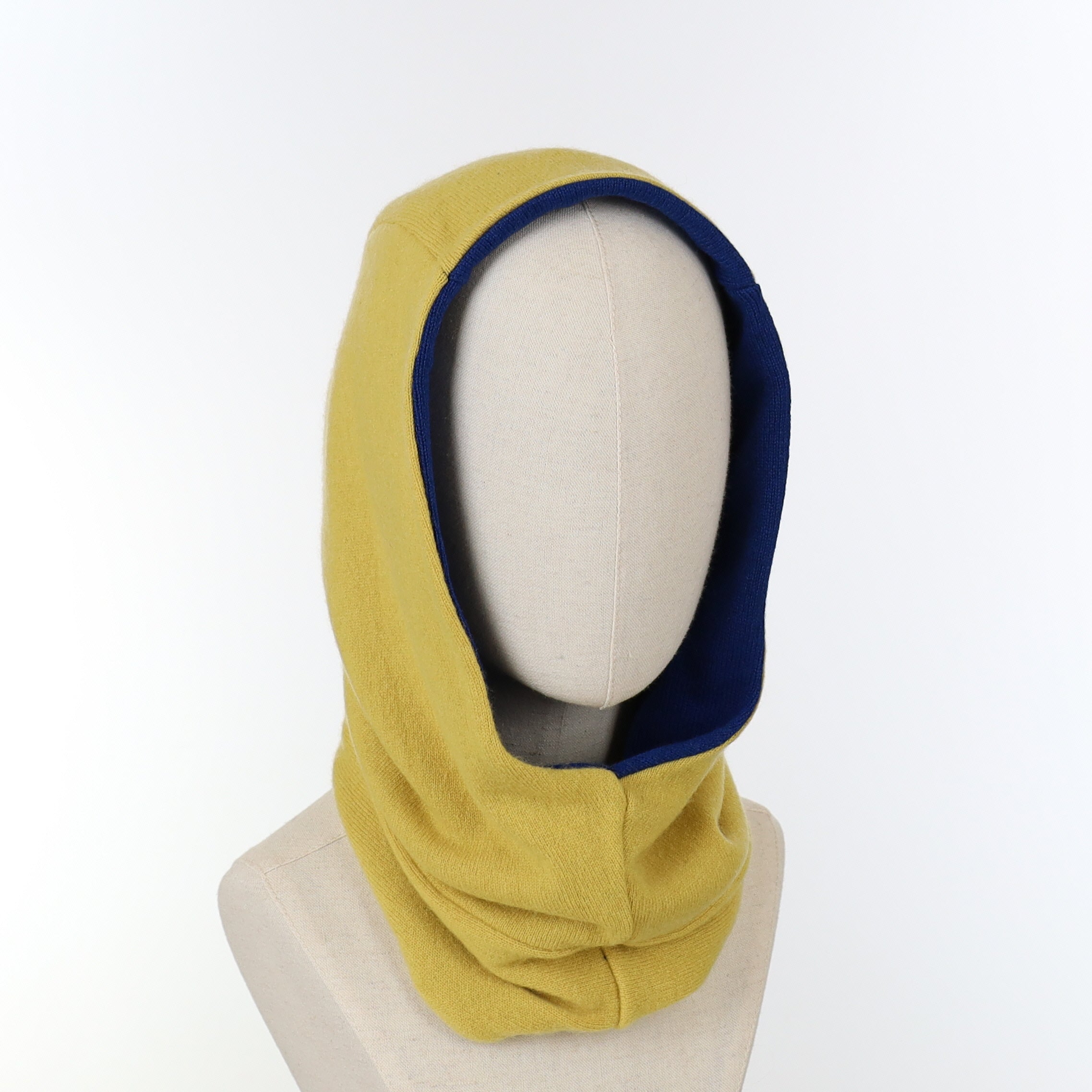 Admiral Blue and Yellow Luxury Reversible Cashmere Hood Unisex