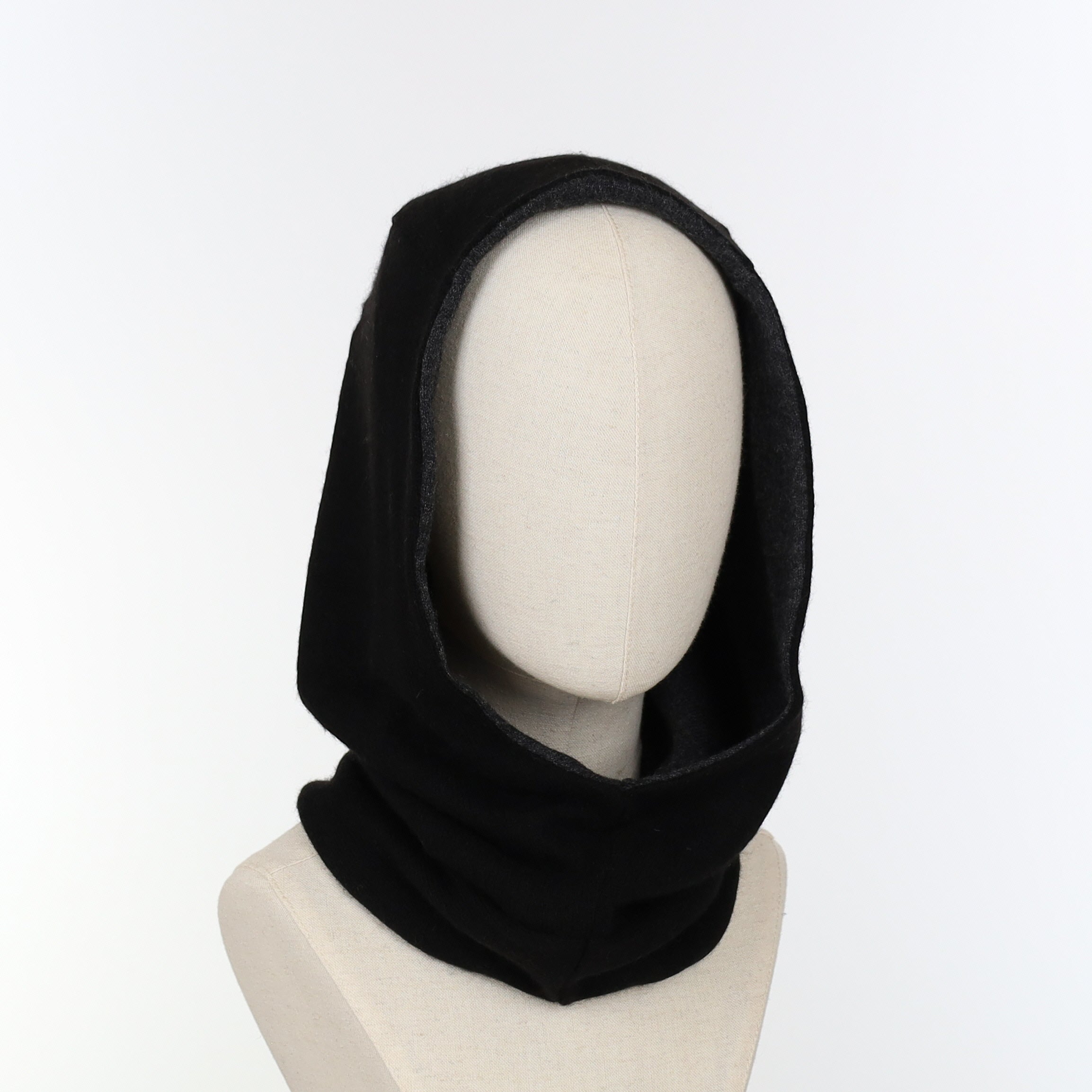 Slate Grey and Black Reversible Cashmere Hood Unisex