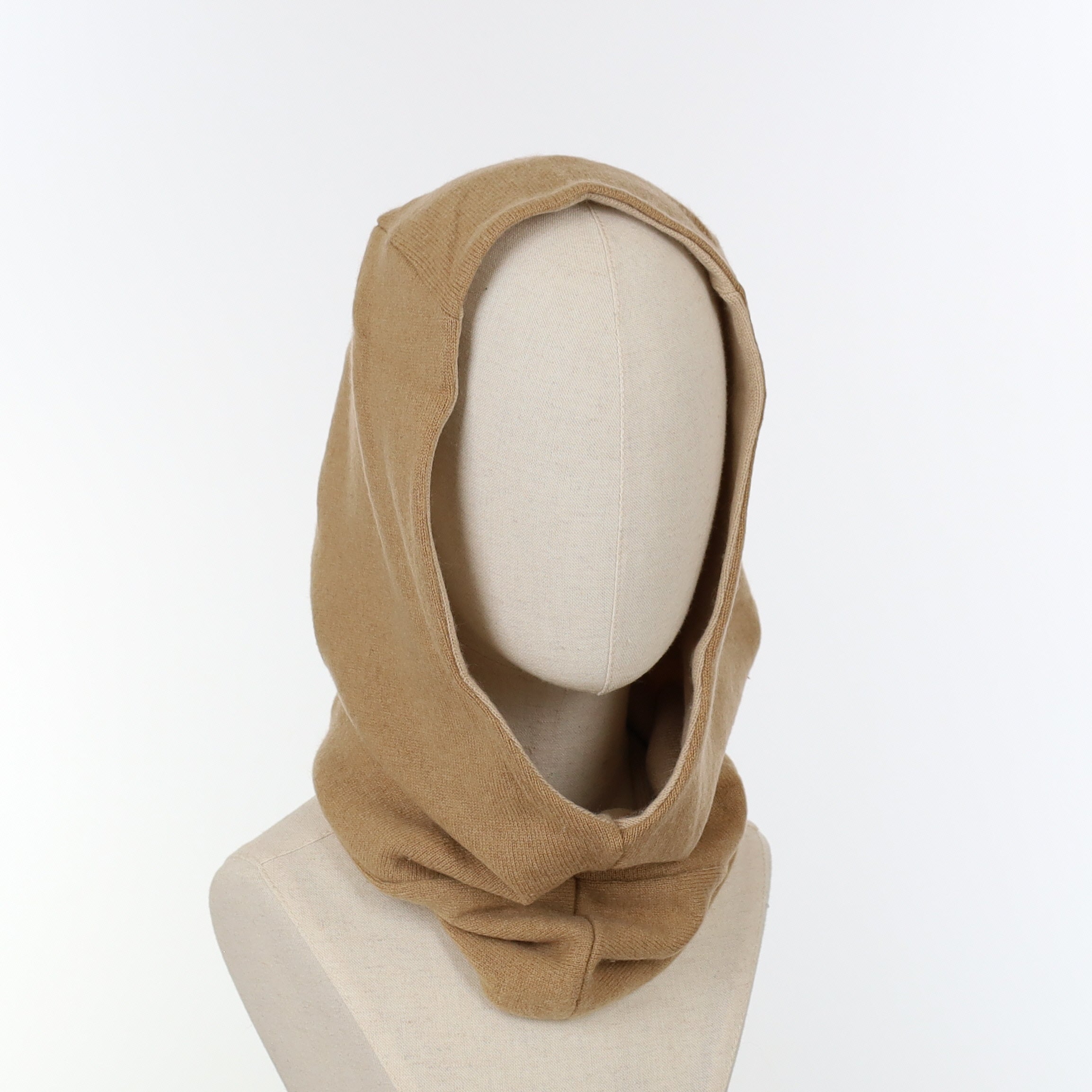 Camel and Oatmeal Luxury Reversible Cashmere Hood Unisex