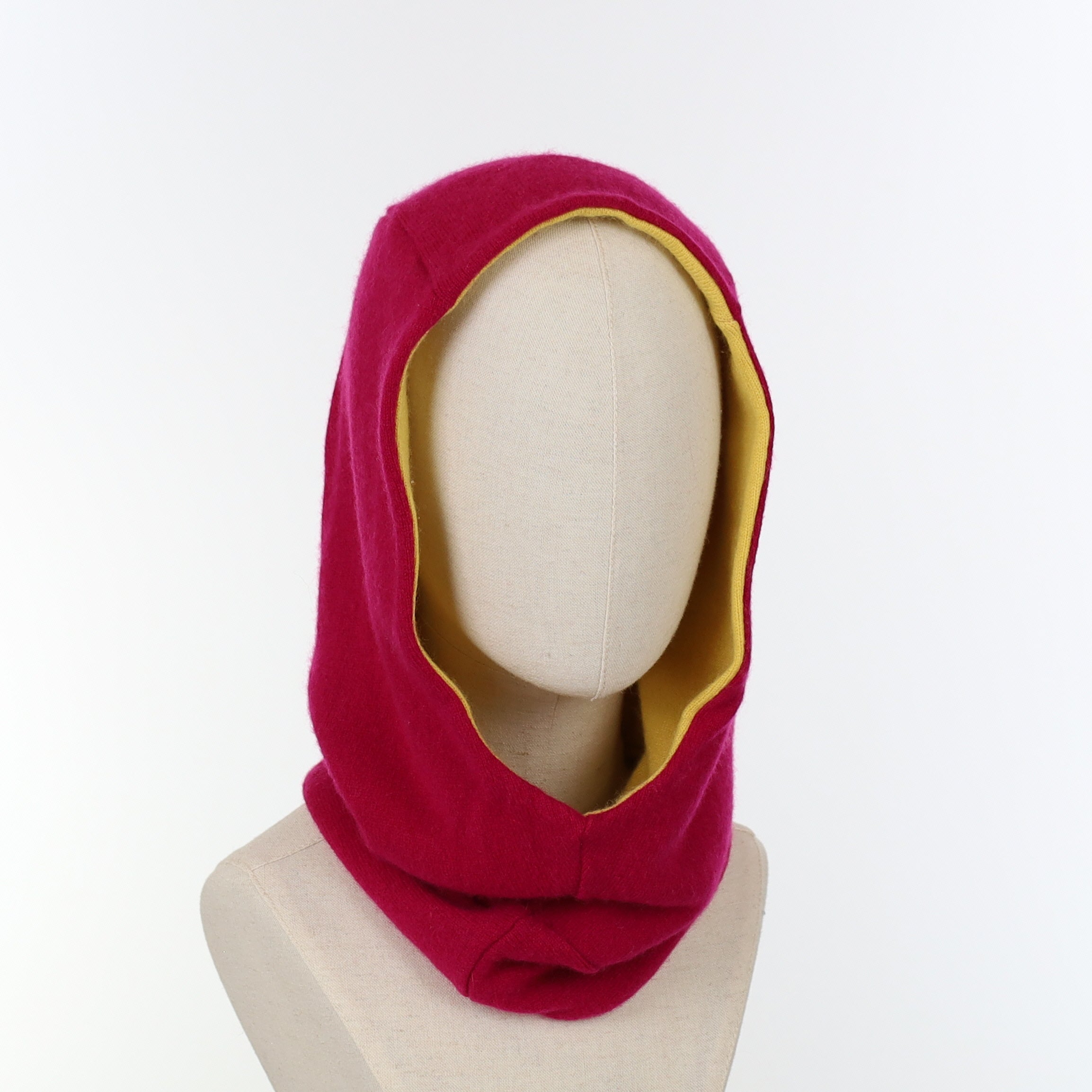 Hot Pink and Yellow Luxury Reversible Cashmere Hood Unisex