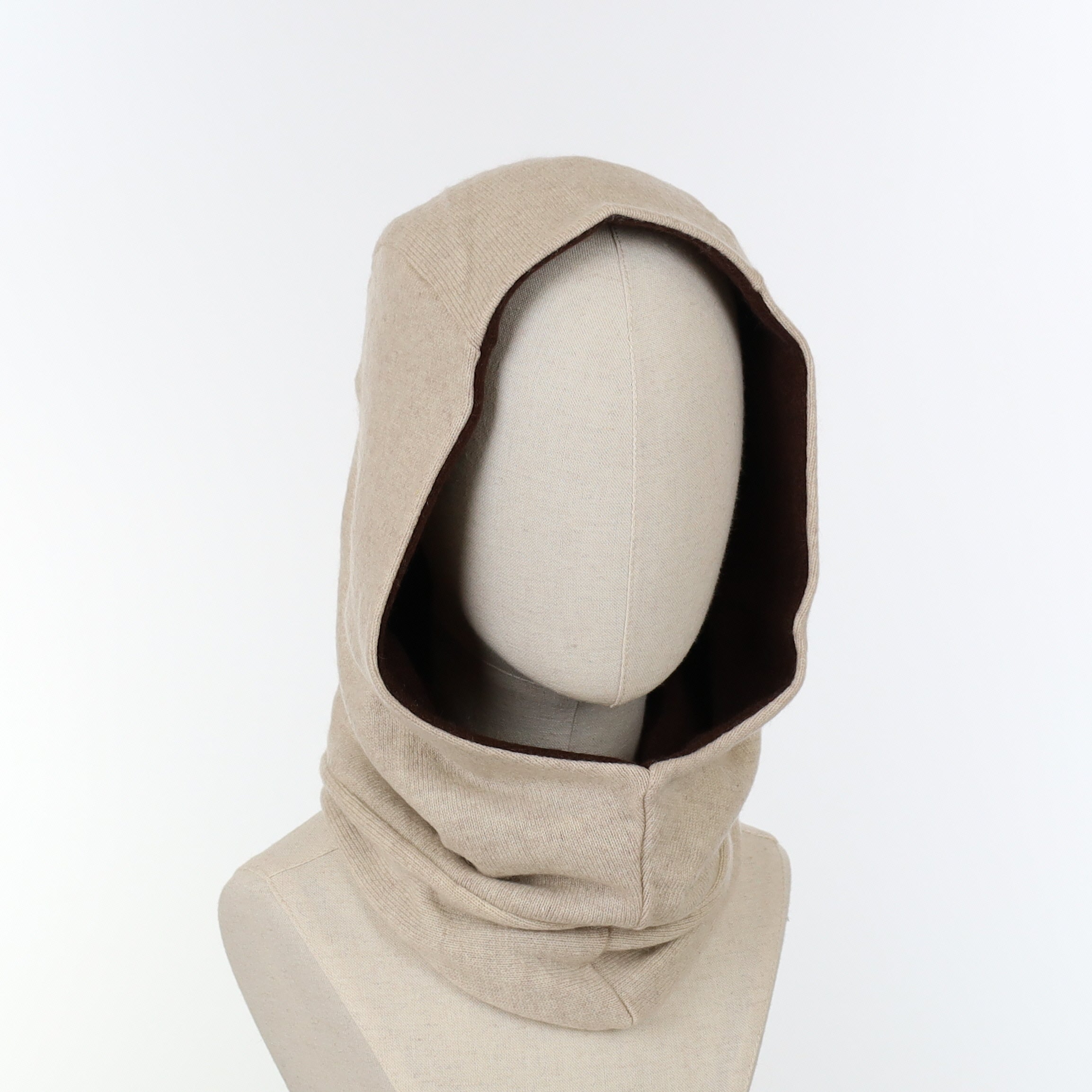 Chocolate Brown and Oatmeal Luxury Reversible Cashmere Hood Unisex
