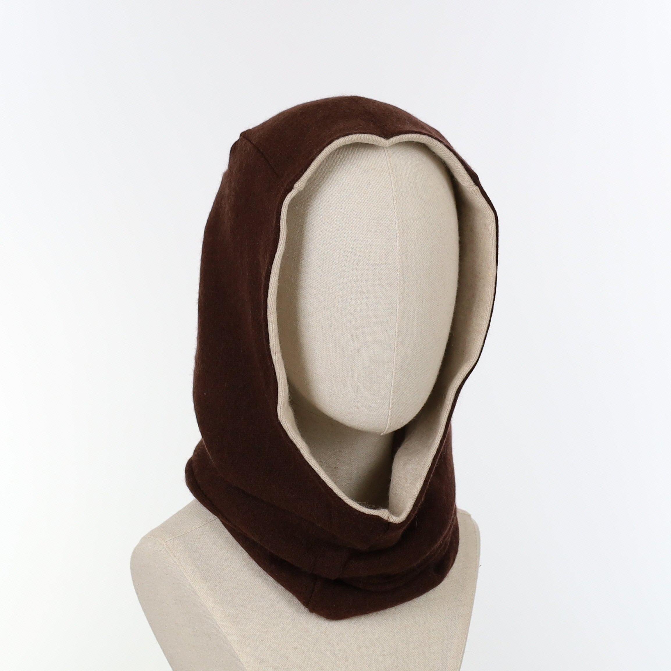 Chocolate Brown and Oatmeal Luxury Reversible Cashmere Hood Unisex