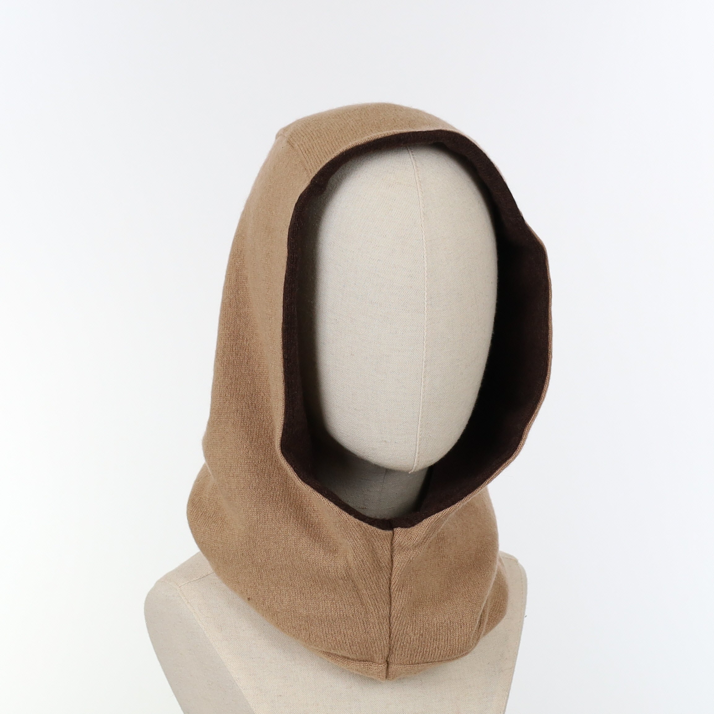 Chocolate Brown and Camel Luxury Reversible Cashmere Hood Unisex
