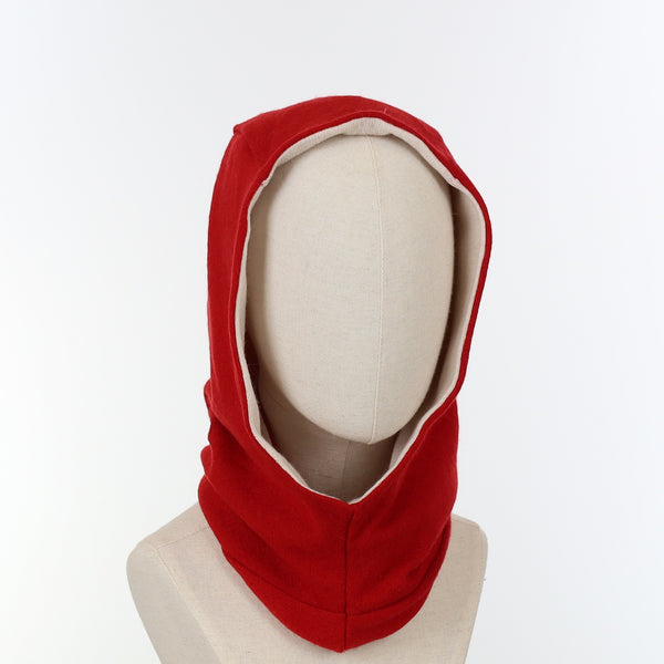 Postbox Red and White Luxury Reversible Cashmere Hood Unisex