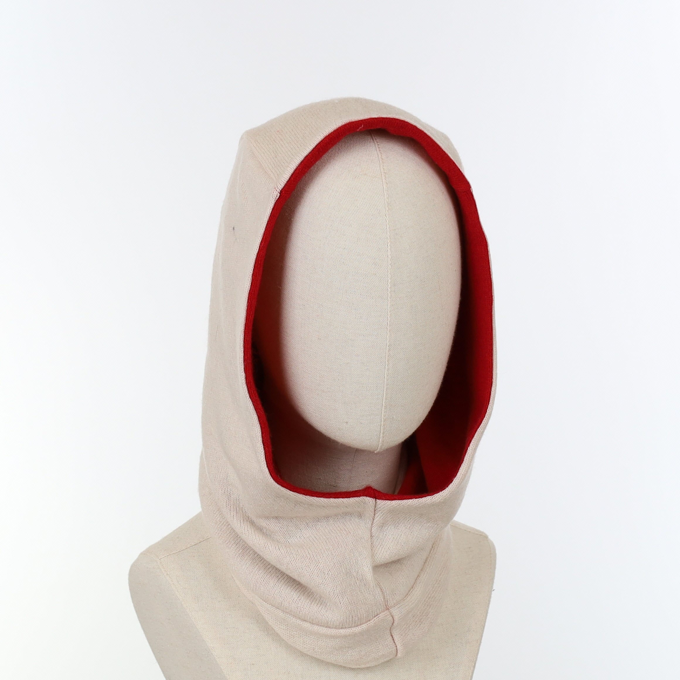 Postbox Red and White Luxury Reversible Cashmere Hood Unisex